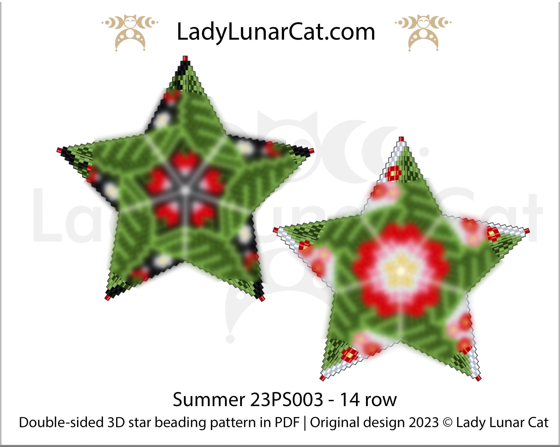 Copy of Peyote star pattern for beading - Violette 19PS005 15 rows LadyLunarCat