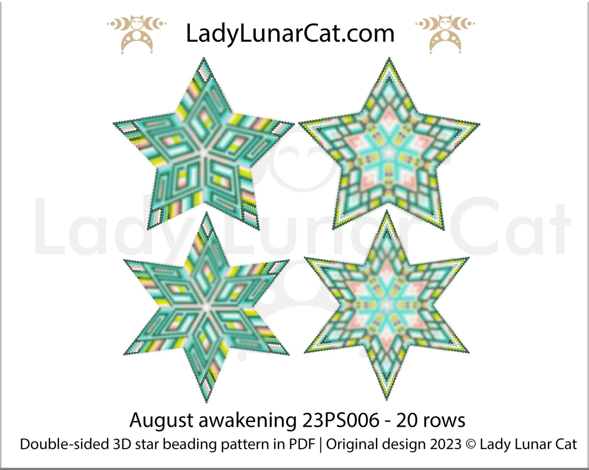 August Awakening beaded star ornament - summer ocean peyote instant download LadyLunarCat