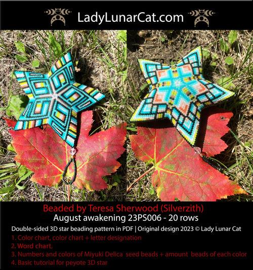 August Awakening peyote star colorway 1 - turquoise teal summer beading Miyuki Delica LadyLunarCat