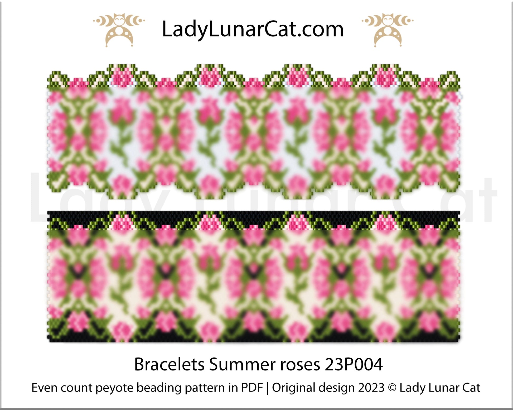 Copy of Even count peyote bracelet pattern Spring roses 23P002 LadyLunarCat