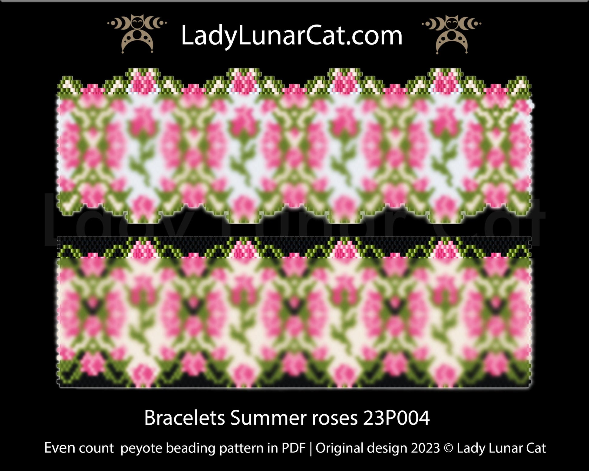 Copy of Even count peyote bracelet pattern Spring roses 23P002 LadyLunarCat