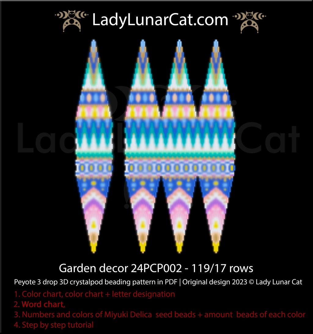 Peyote 3drop pod pattern or crystalpod pattern for beading Sunflower 23PCP012 (Copy) LadyLunarCat