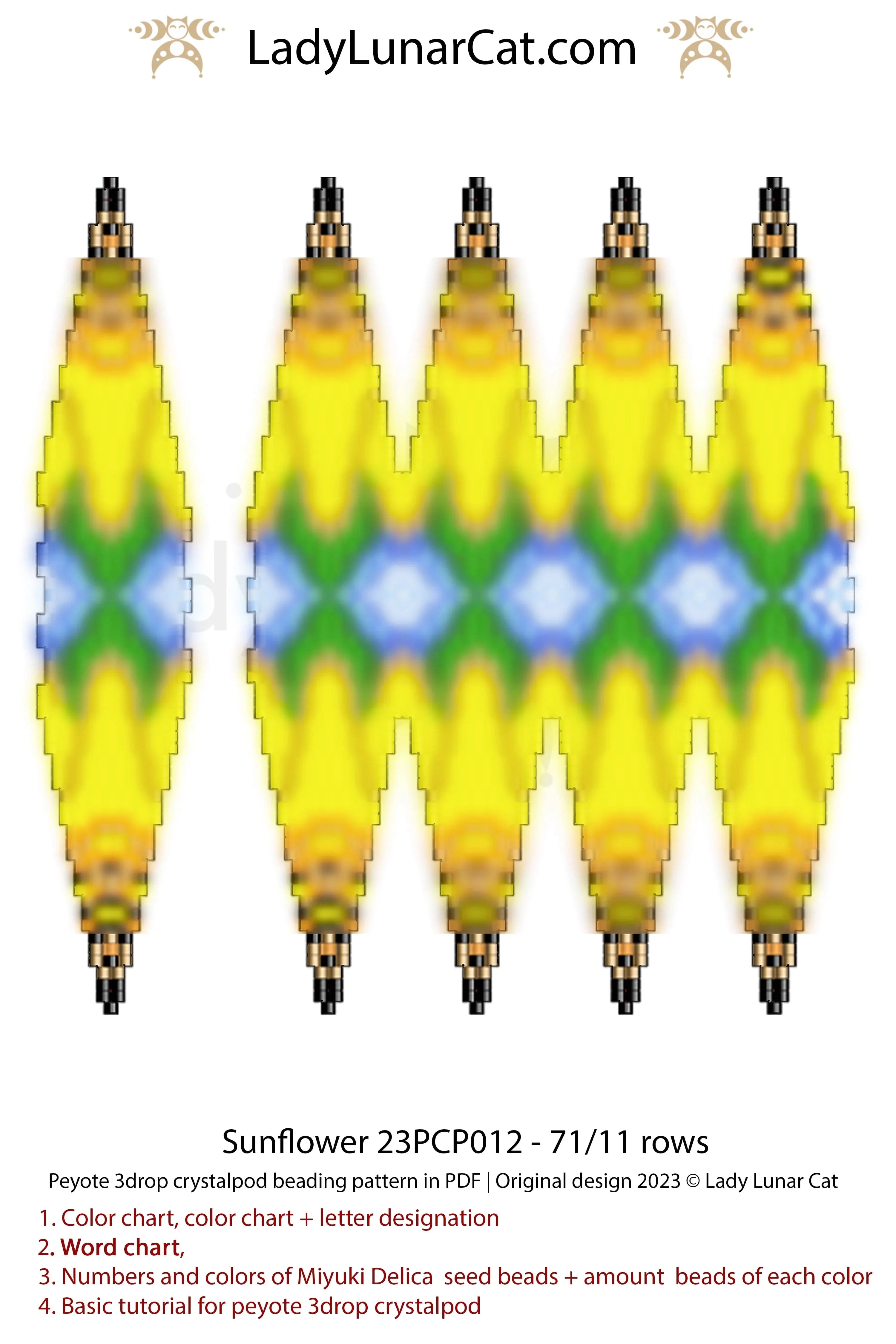 Sunflower beaded pod colorway - vibrant summer yellow nature design LadyLunarCat