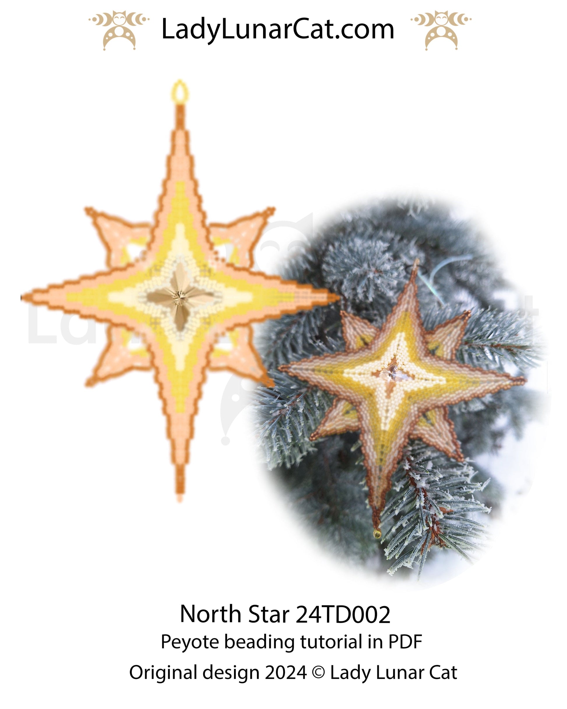 Long Rays Star basic peyote tutorial for beading - Beginner-Friendly pattern (Copy) LadyLunarCat