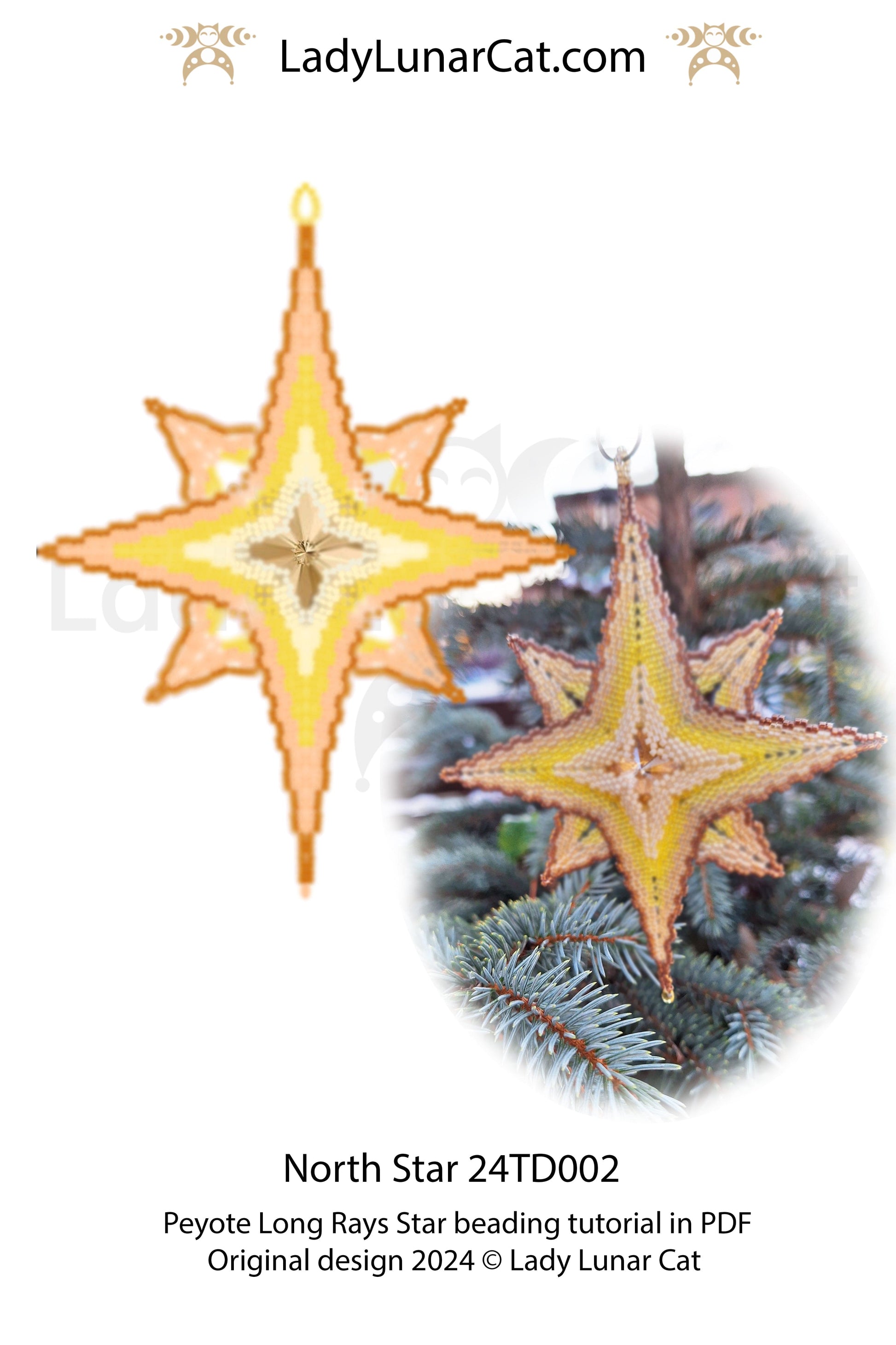 Long Rays Star basic peyote tutorial for beading - Beginner-Friendly pattern (Copy) LadyLunarCat