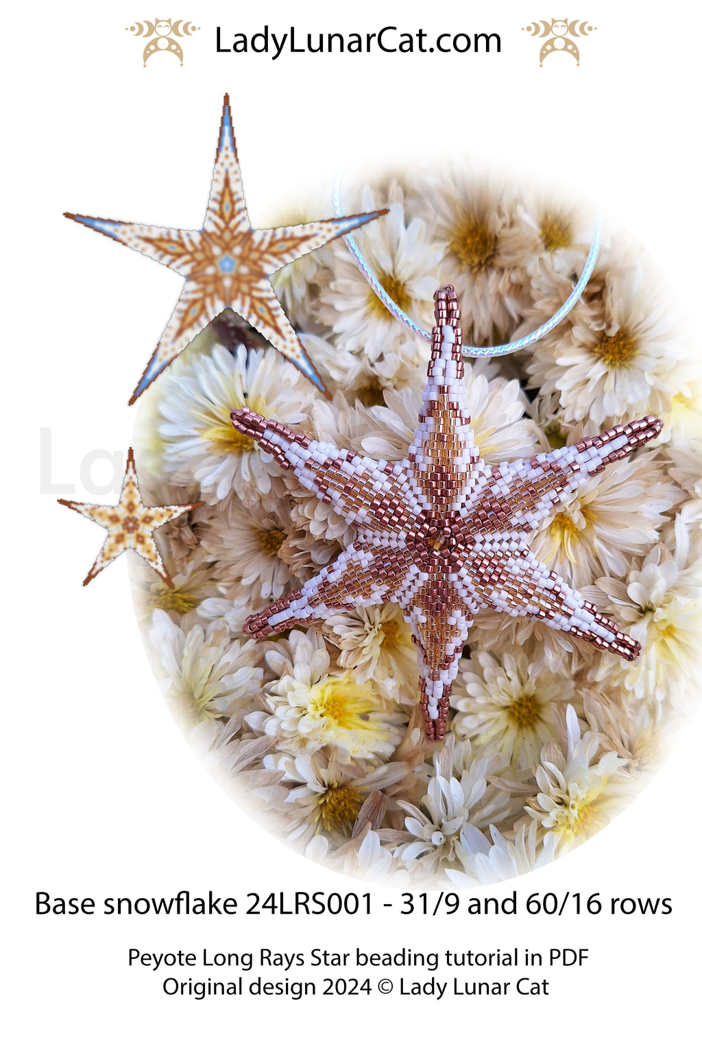 Long Rays Star basic peyote tutorial for beading - Beginner-Friendly pattern LadyLunarCat