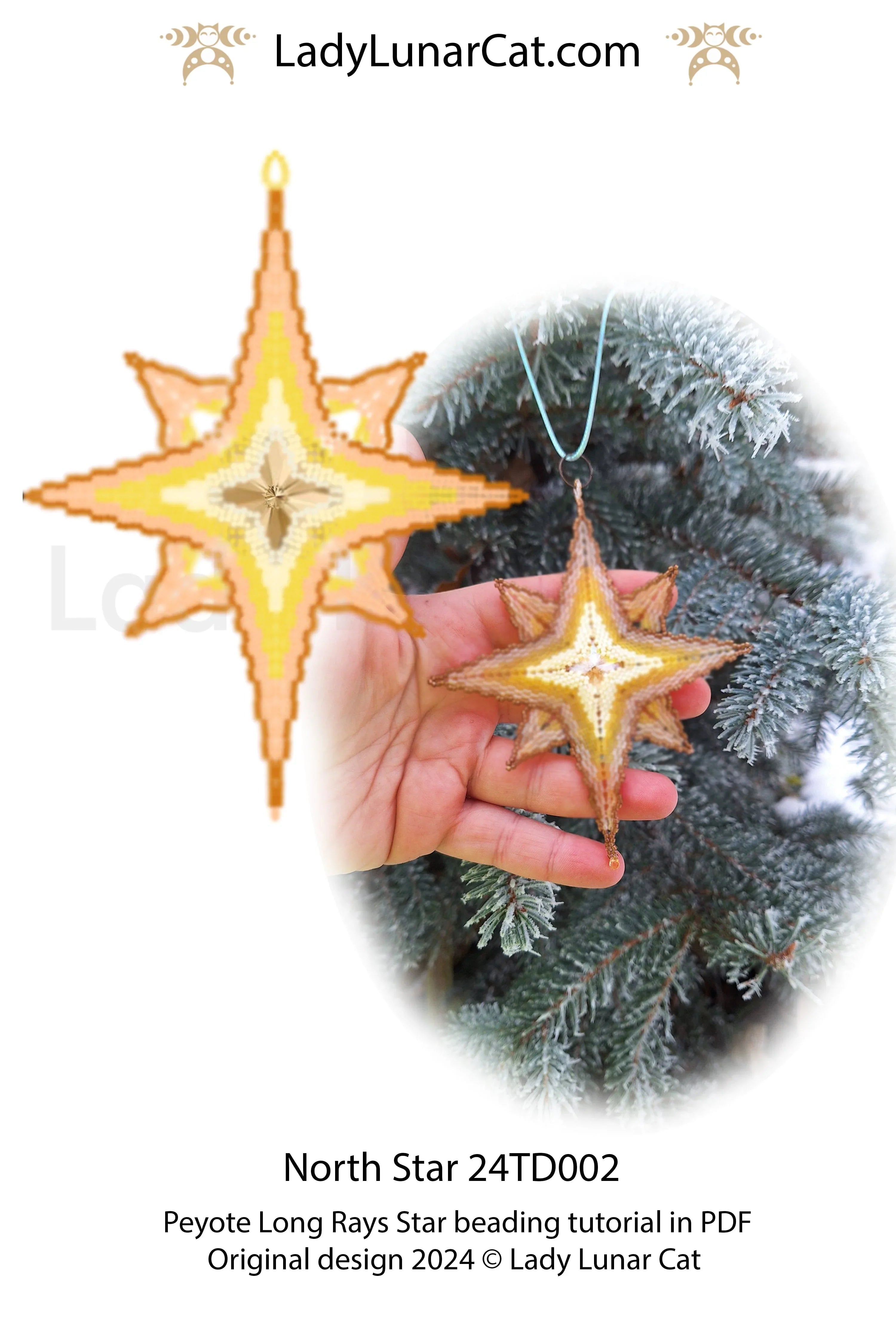 North Star peyote star colorway 3 - christmas tree ornament instant download LadyLunarCat
