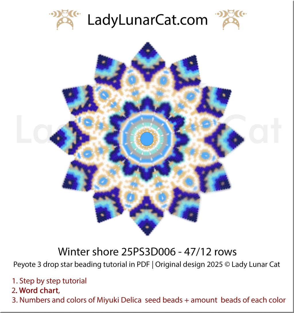 Winter Shore Collection: 3-in-1 Beading Tutorial PDF for Peyote 3D Star & Pod LadyLunarCat