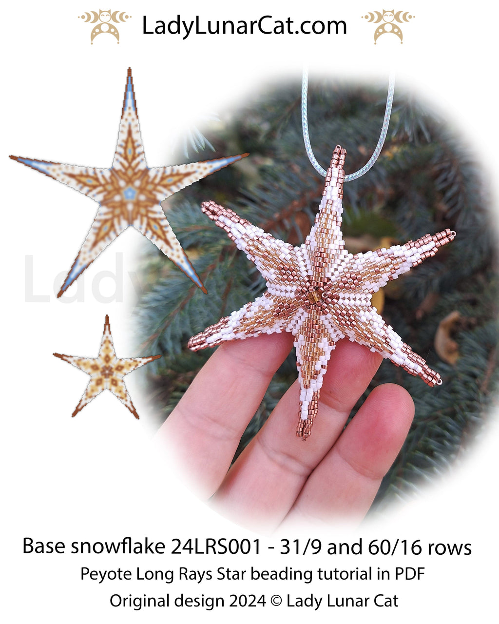 Long Rays Star basic peyote tutorial for beading - Beginner-Friendly pattern LadyLunarCat