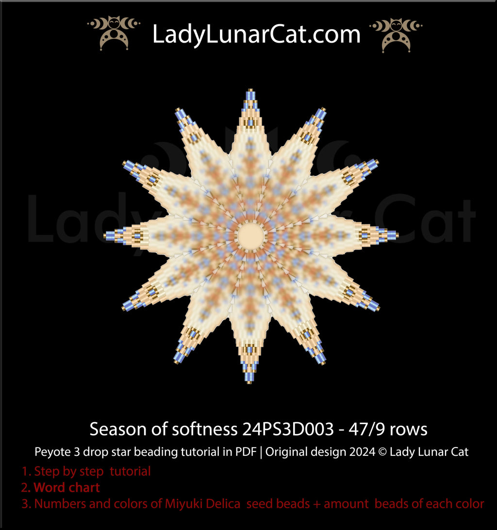 Basic peyote 3 drop star pattern for beading - Beginner-Friendly tutorial LadyLunarCat