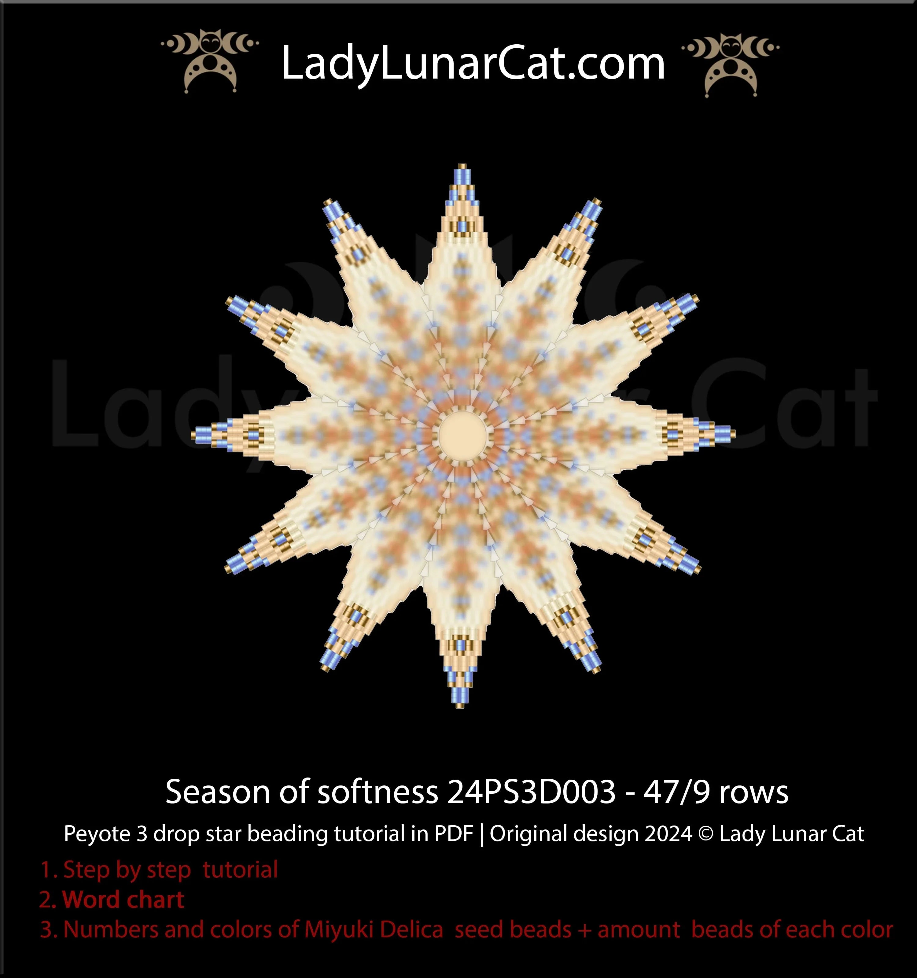 Season of Softness beaded star - step by step beginner tutorial included LadyLunarCat