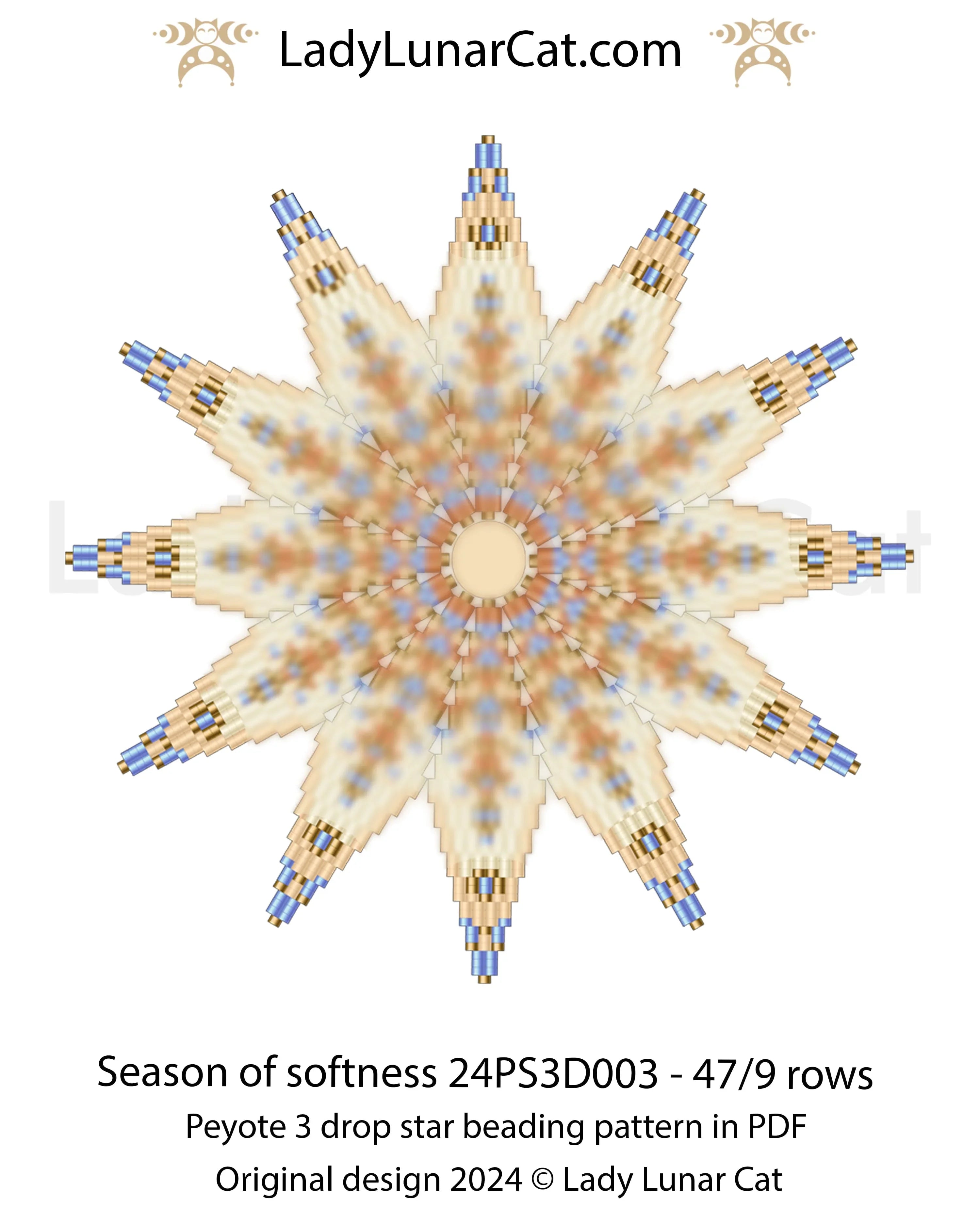 Season of Softness beaded star colorway 2 - soft blue winter peyote 3 drop LadyLunarCat