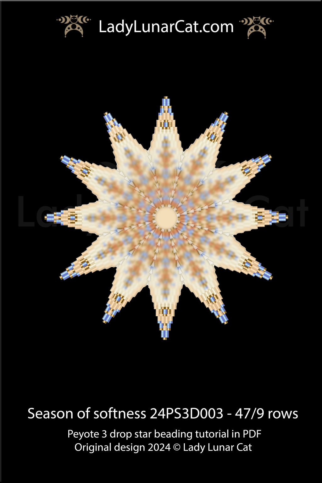 Basic peyote 3 drop star pattern for beading - Beginner-Friendly tutorial LadyLunarCat