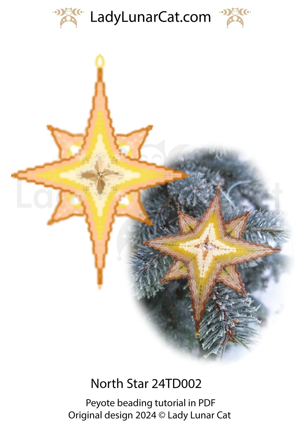 North Star peyote star colorway 4 - holiday beading 1-2 evenings PDF LadyLunarCat