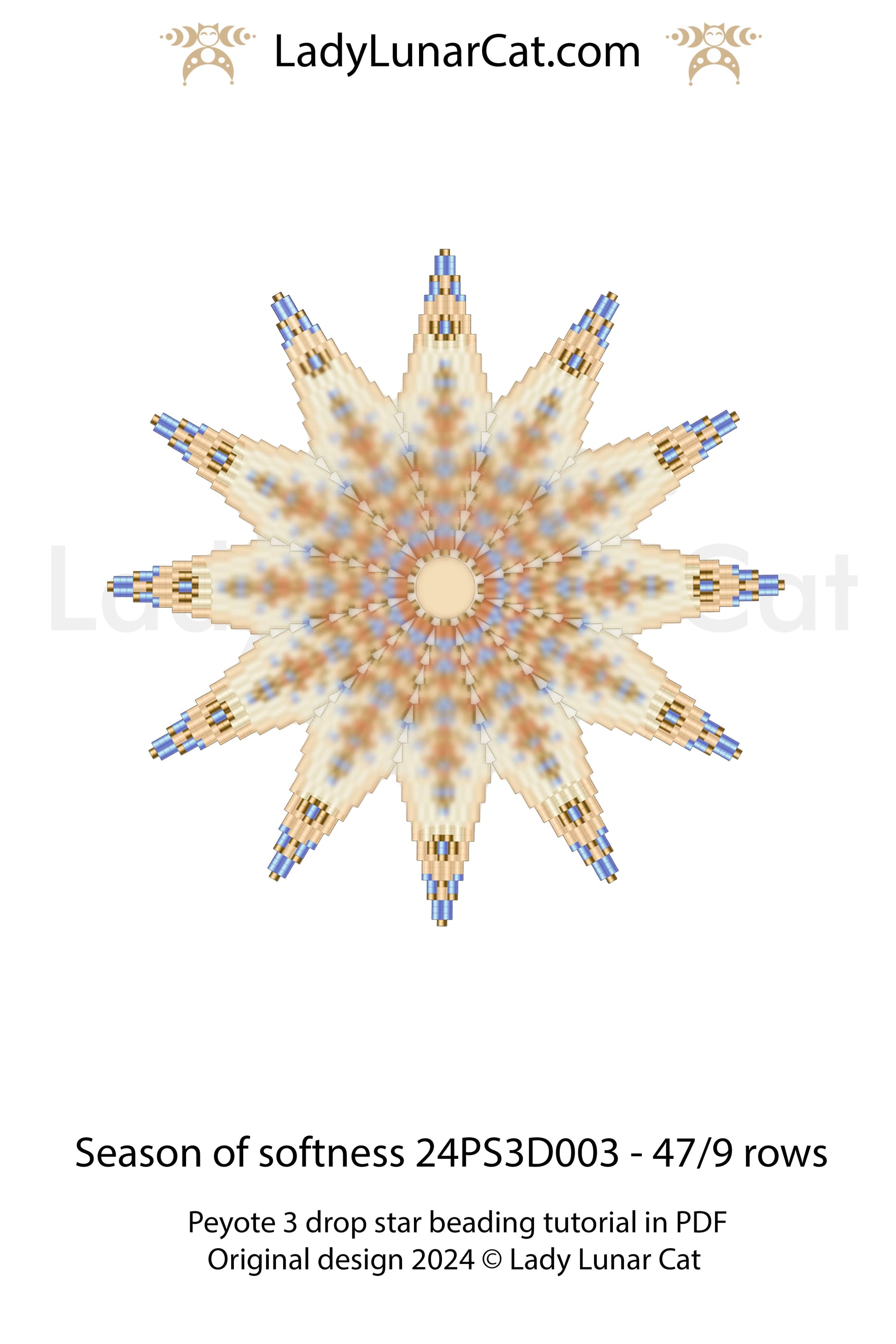 Basic peyote 3 drop star pattern for beading - Beginner-Friendly tutorial LadyLunarCat