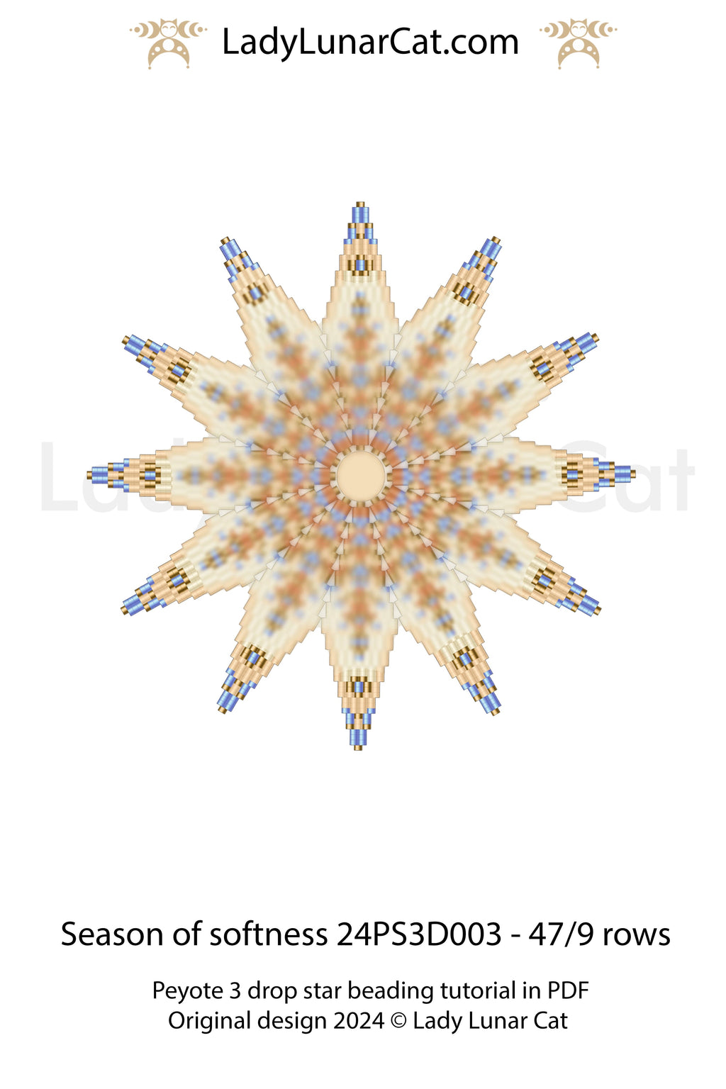 Basic peyote 3 drop star pattern for beading - Beginner-Friendly tutorial LadyLunarCat