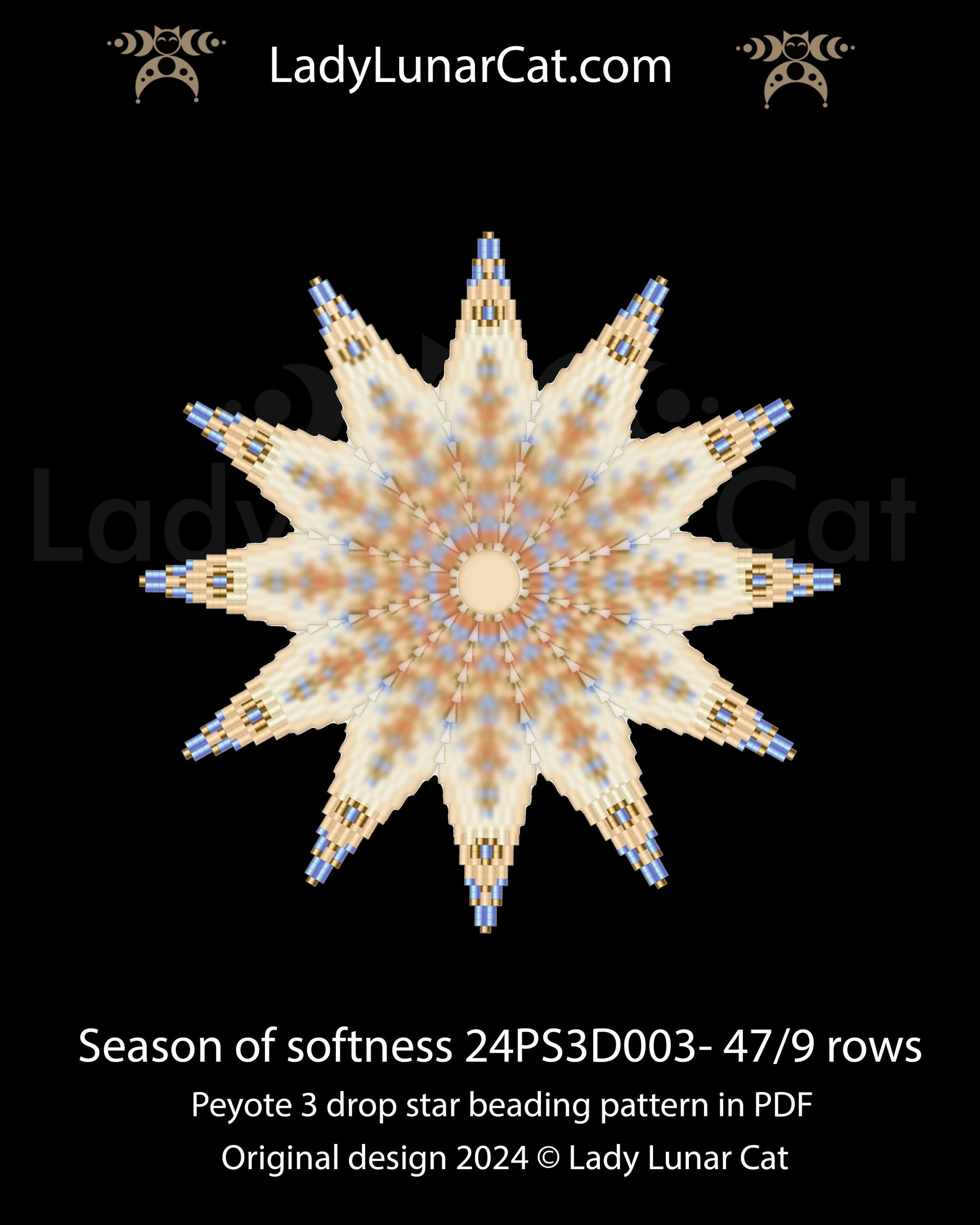 Basic peyote 3 drop star pattern for beading - Beginner-Friendly tutorial LadyLunarCat
