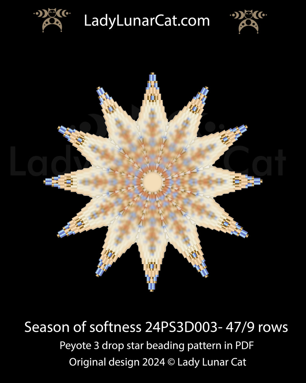 Basic peyote 3 drop star pattern for beading - Beginner-Friendly tutorial LadyLunarCat