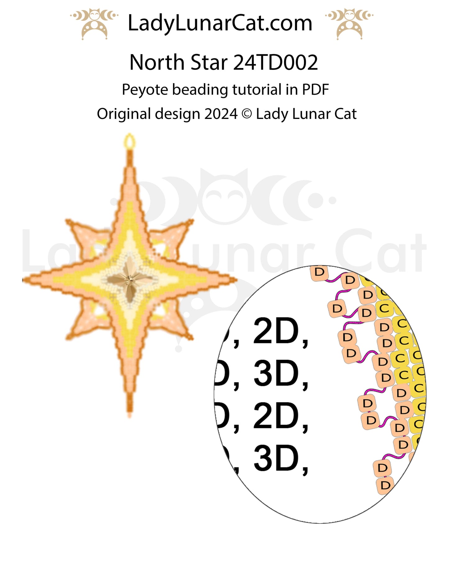 Long Rays Star basic peyote tutorial for beading - Beginner-Friendly pattern (Copy) LadyLunarCat