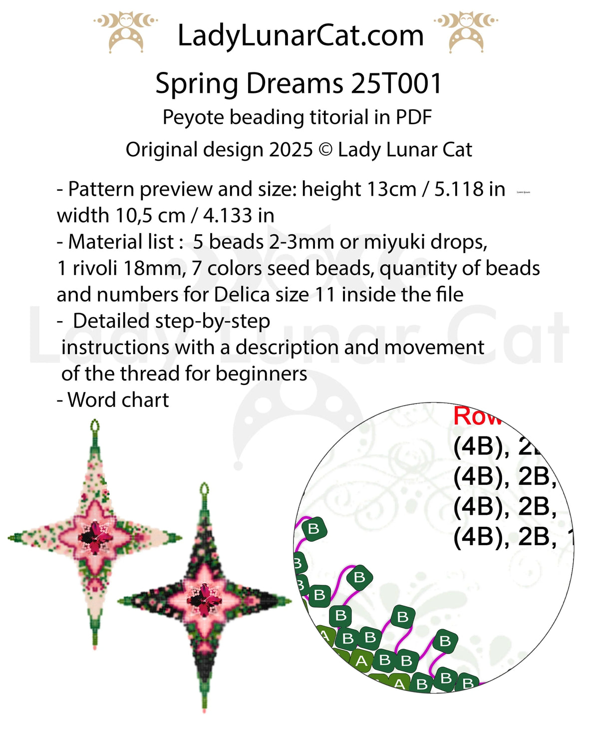 Spring Dreams beaded star bead legend - color numbers and counts included LadyLunarCat
