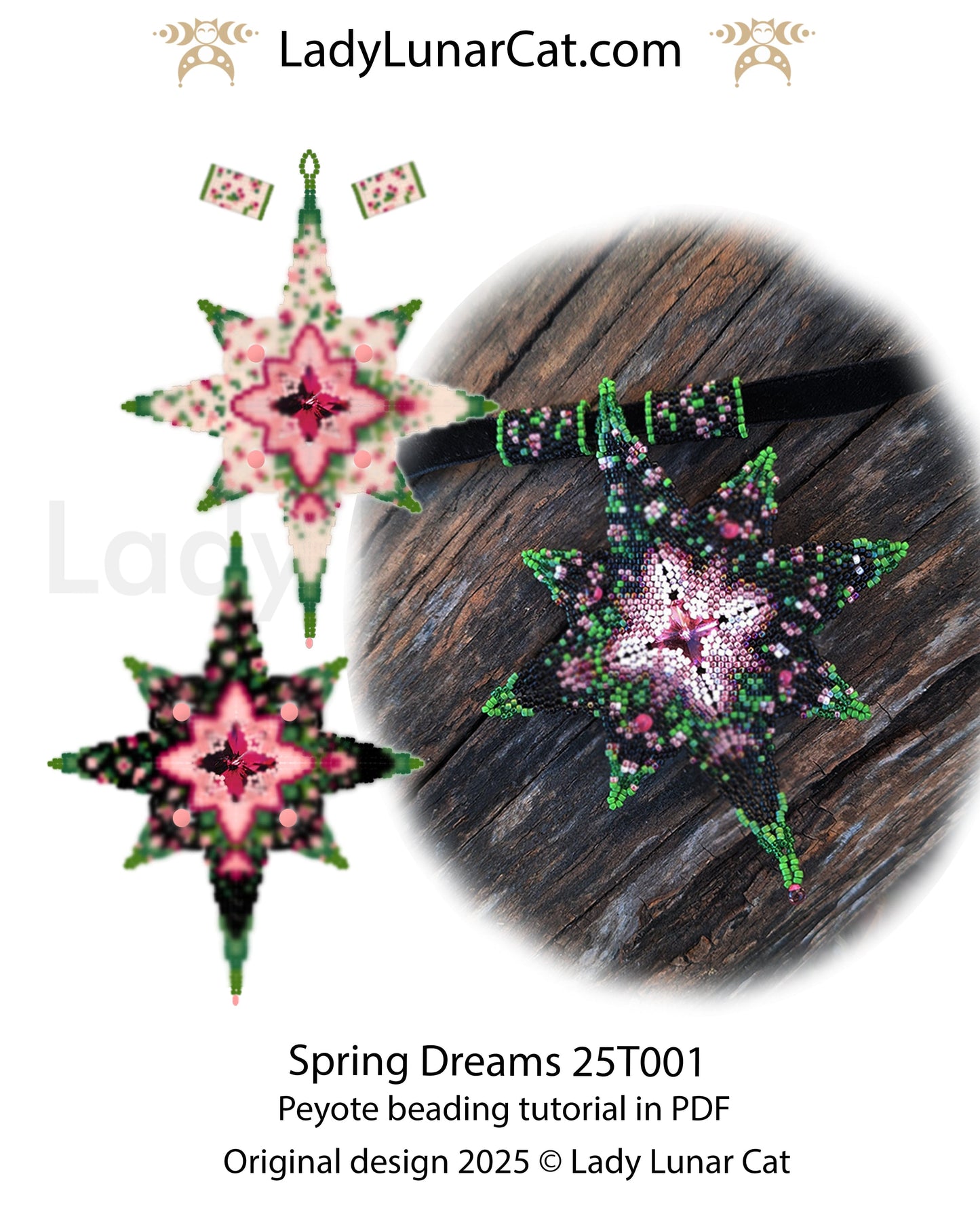 Flower Star basic peyote tutorial for beading begginers LadyLunarCat