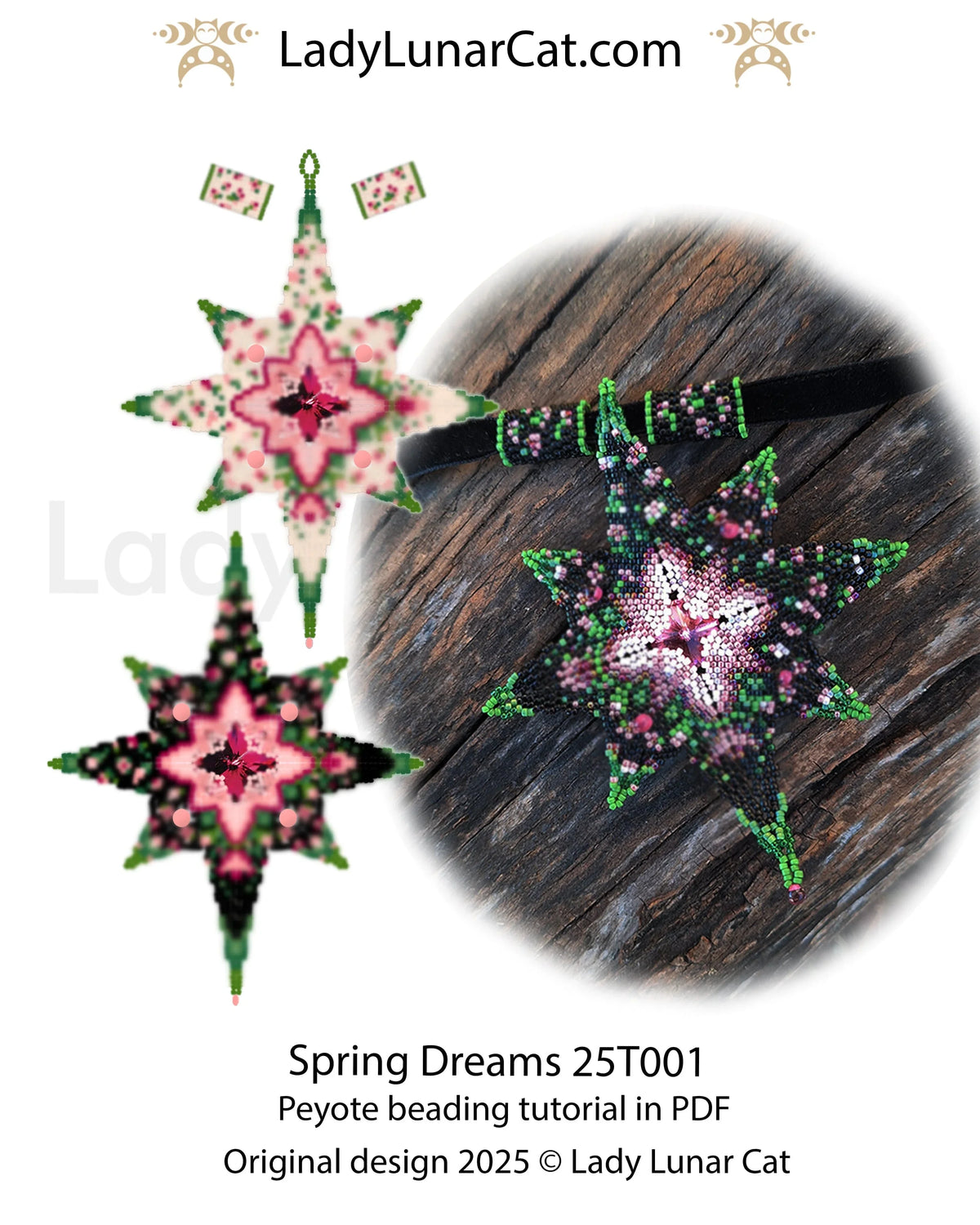 Spring Dreams peyote star colorway 9 - spring blooms Miyuki Delica LadyLunarCat