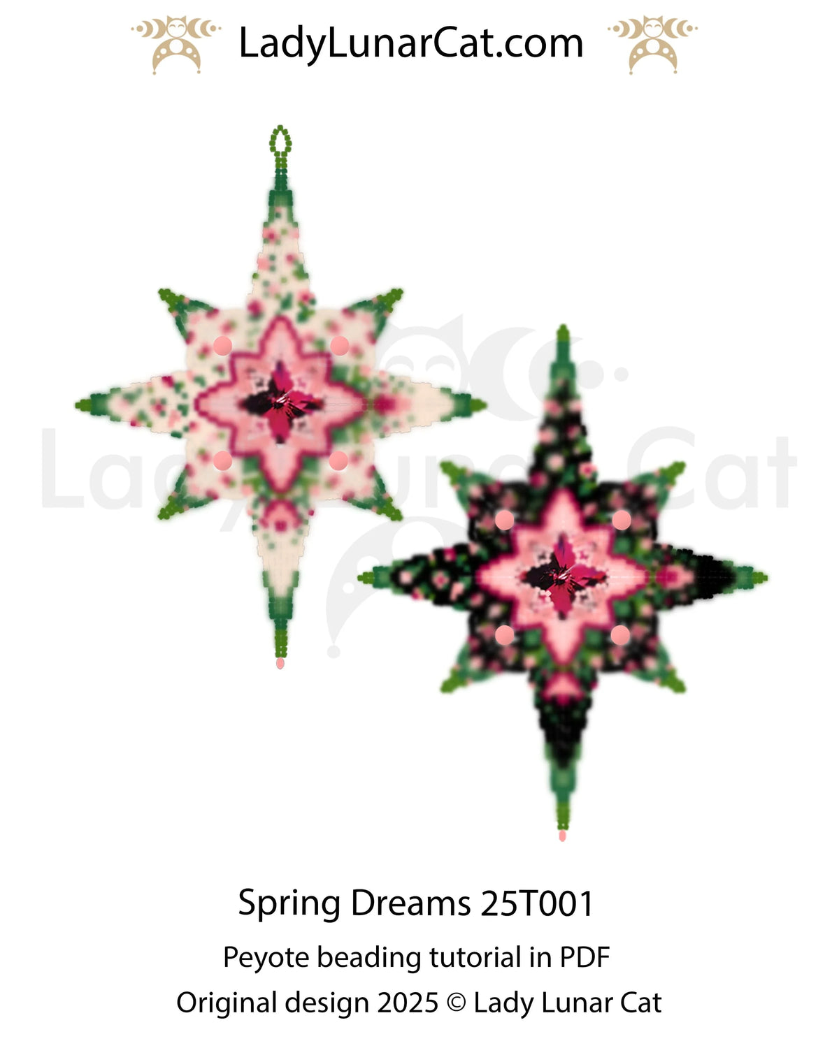 Spring Dreams peyote star colorway 7 - rose spring beading pattern LadyLunarCat