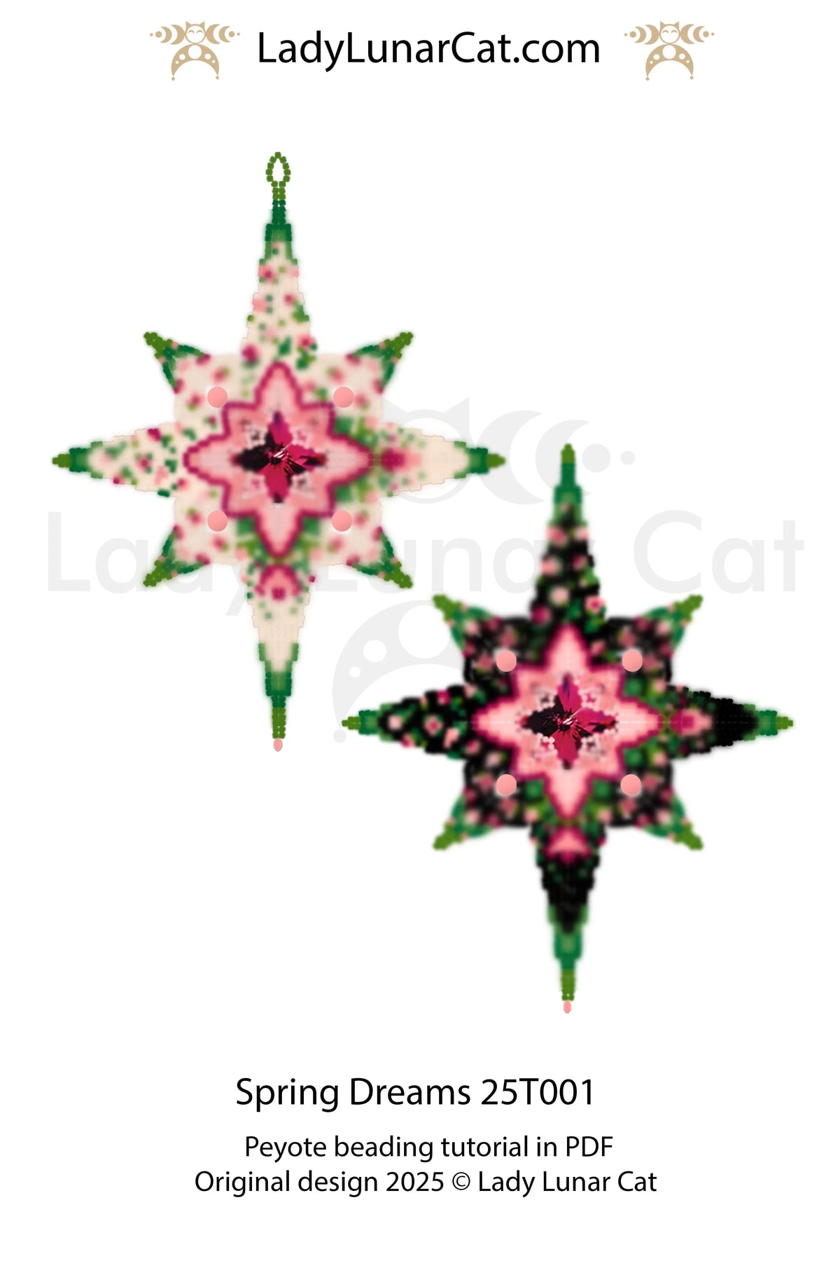 Spring Dreams beaded star colorway 10 - rose floral pendant beading LadyLunarCat