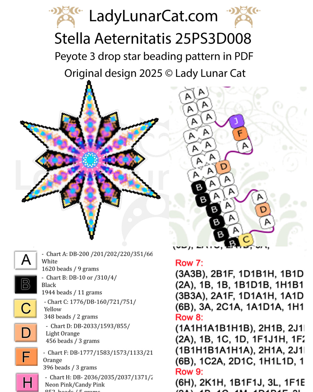 Stella Aeternitatis Peyote 3 Drop Star Pattern | Beginner PDF LadyLunarCat