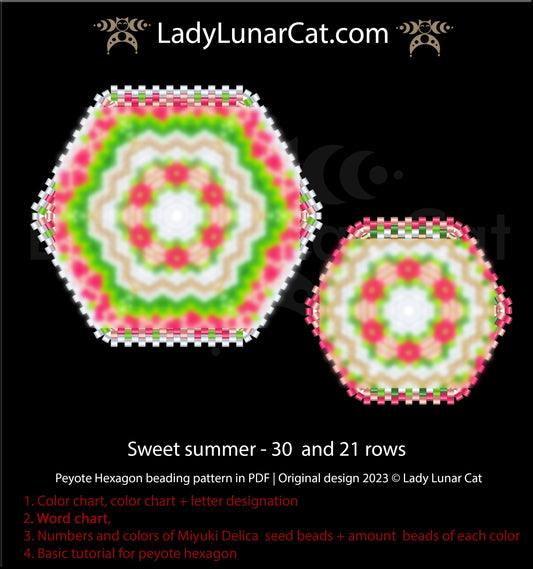 Copy of Peyote hexagon pattern for beading Violette graziose 23PH002 LadyLunarCat