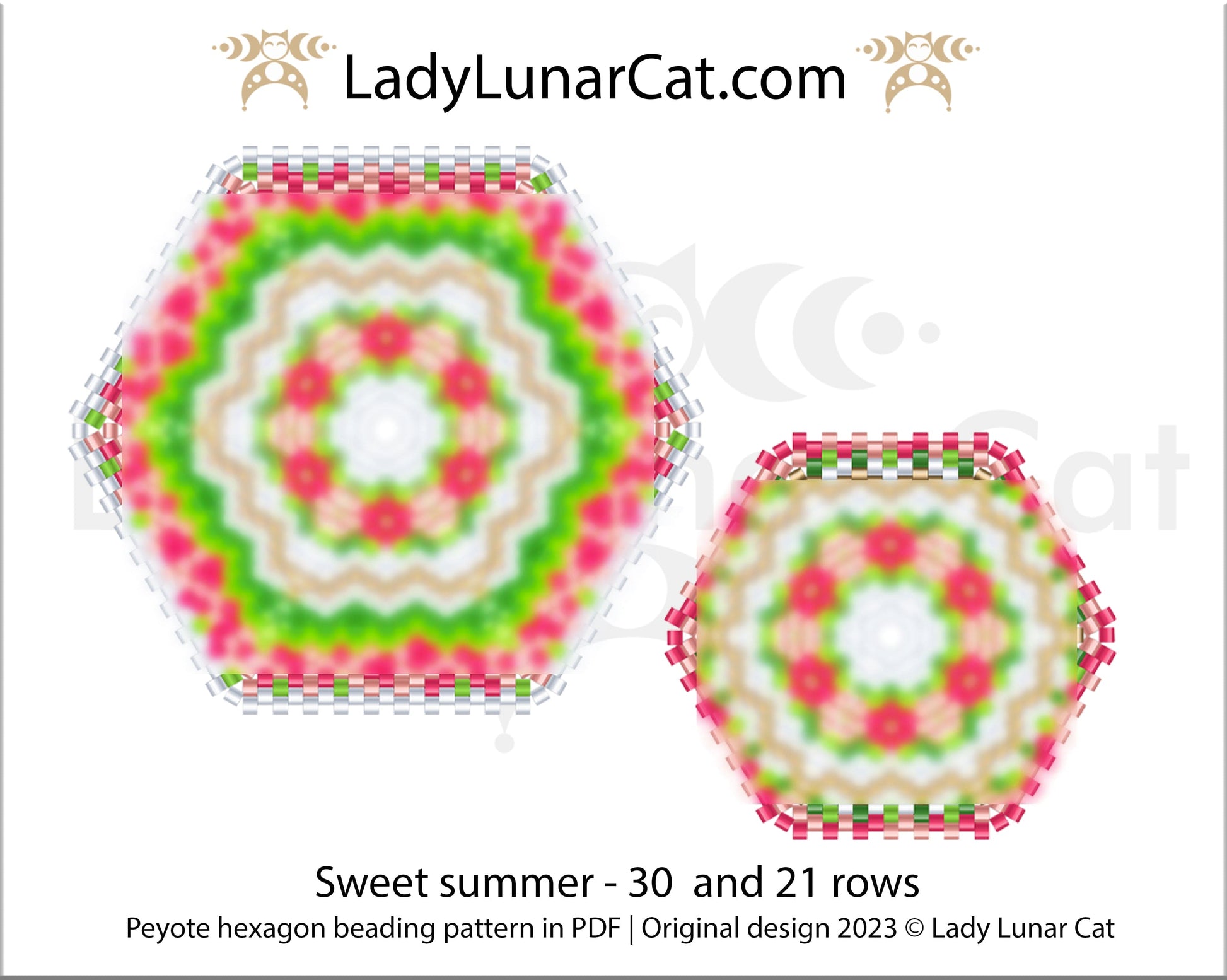 Copy of Peyote hexagon pattern for beading Violette graziose 23PH002 LadyLunarCat