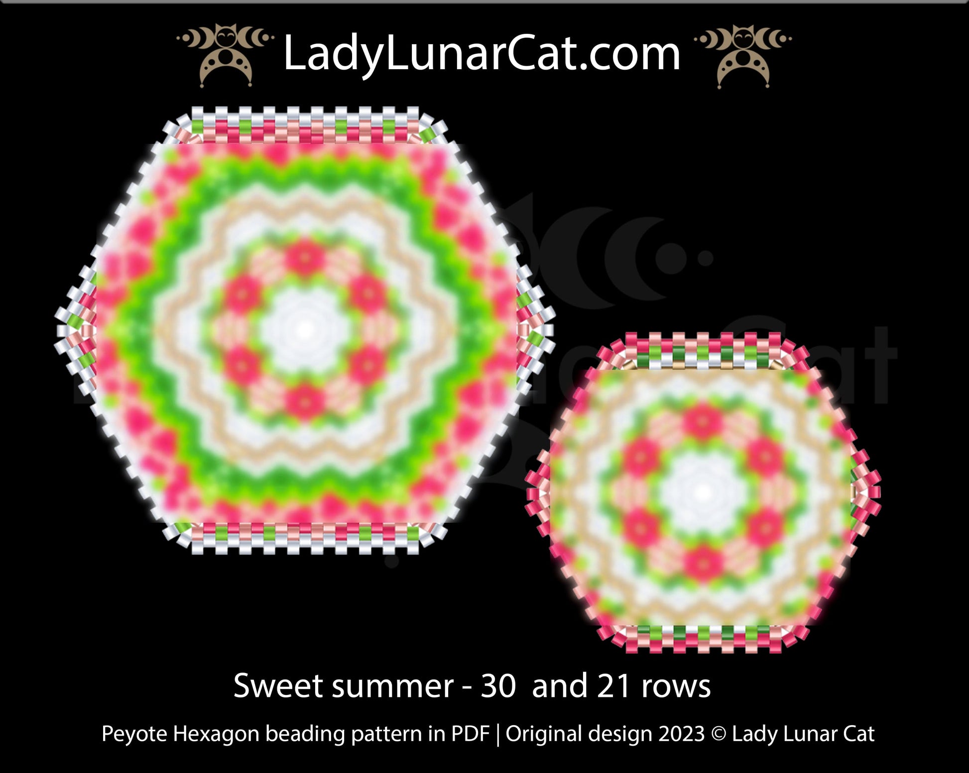 Copy of Peyote hexagon pattern for beading Violette graziose 23PH002 LadyLunarCat