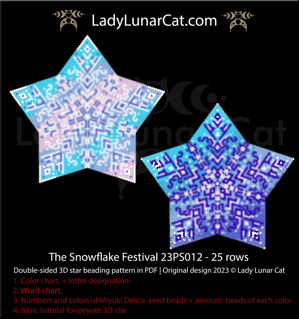 Copy of Peyote star pattern for beading - August awakening 23PS006 20 rows LadyLunarCat