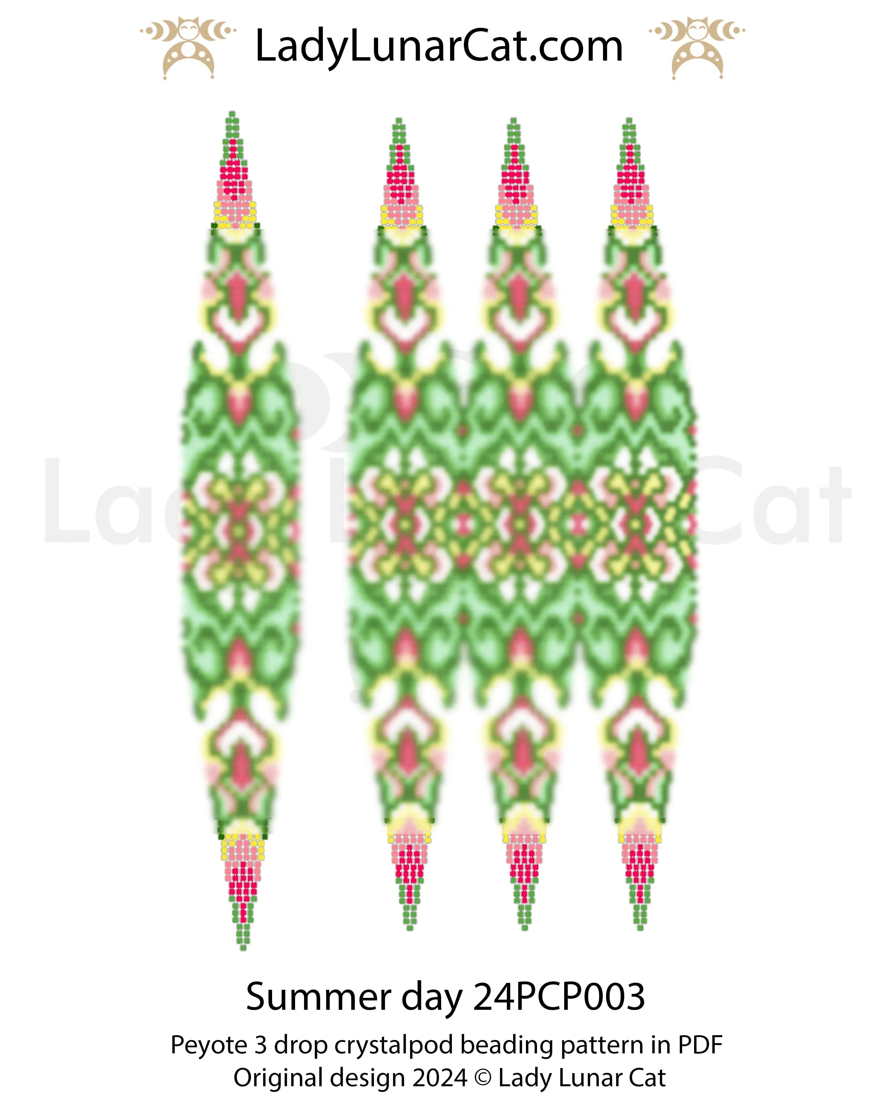 3D beaded pod ornament Summer Day - peyote crystalpod word chart included LadyLunarCat