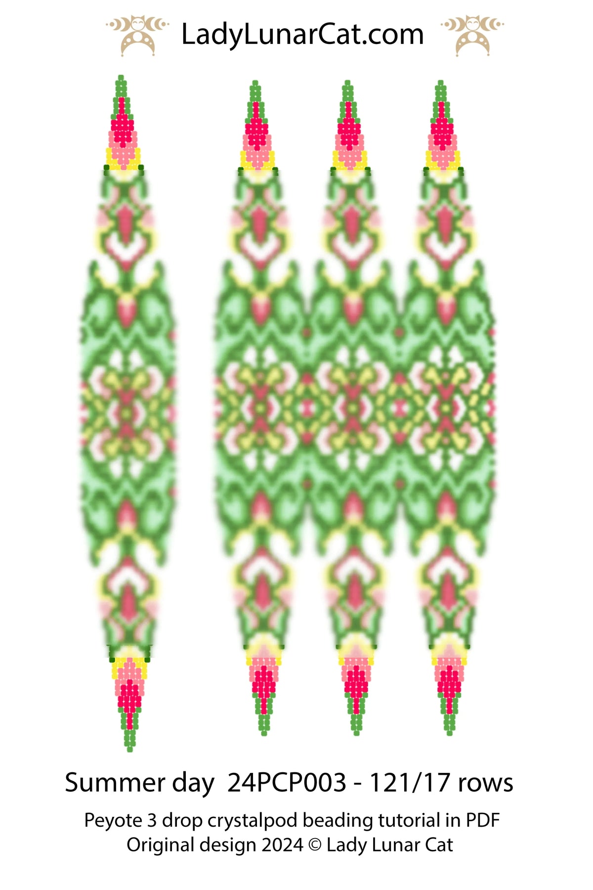 Summer Day peyote crystalpod pattern - 3D beaded pod ornament vibrant summer design LadyLunarCat