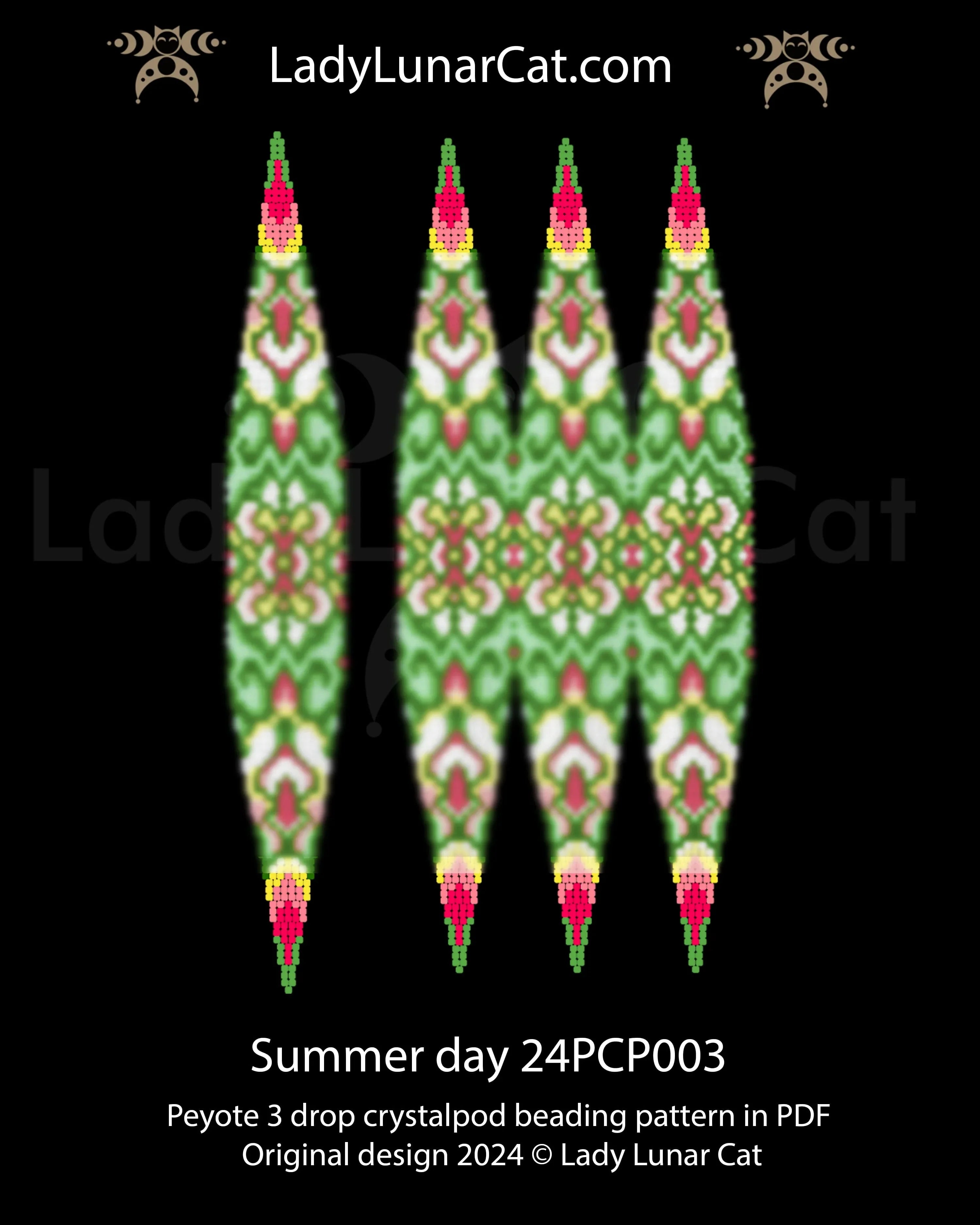 Summer Day crystalpod pattern PDF - customizable petals beginner tutorial LadyLunarCat