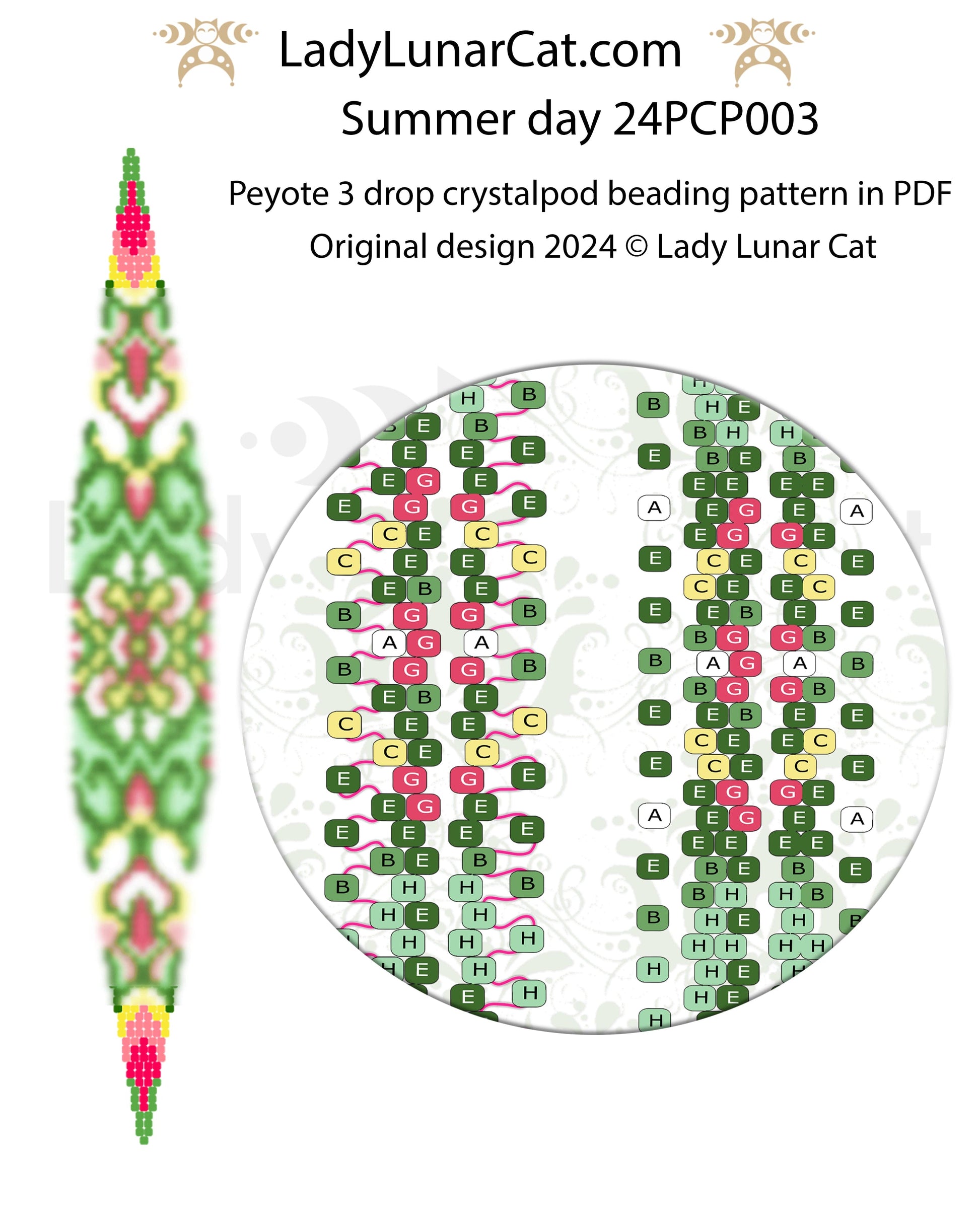 Peyote 3drop pod pattern or crystalpod pattern for beading Garden decor (Copy) LadyLunarCat