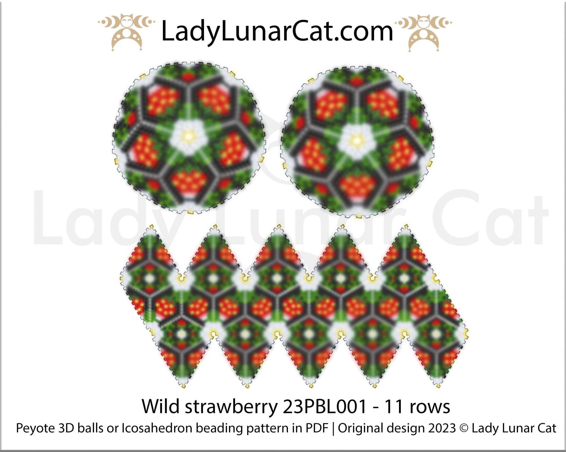Copy of Peyote 3d ball pattern for beading | Beaded Icosahedron Velvet 20PBL009  12 rows LadyLunarCat