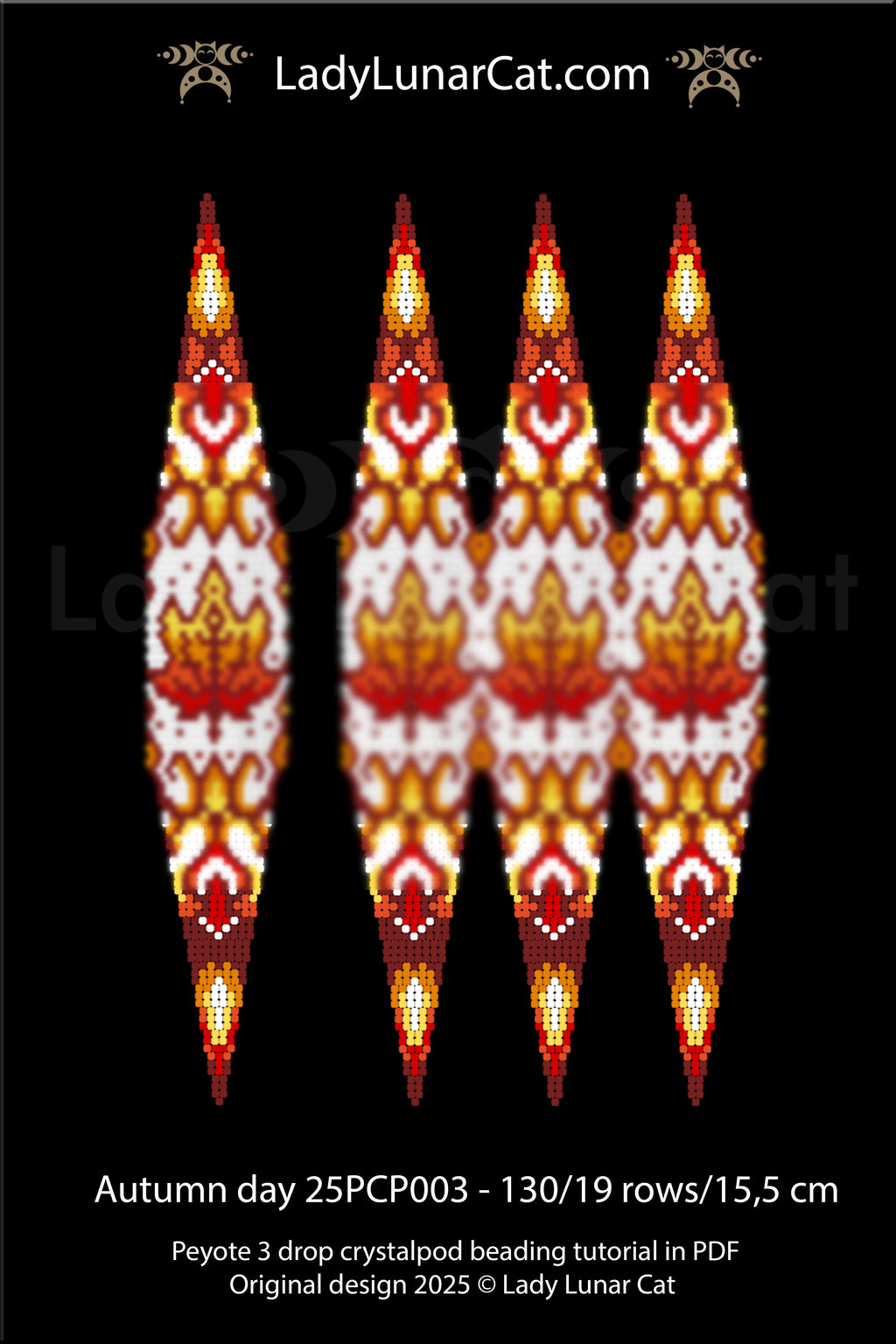 Autumn Peyote 3 drop pod Step-by-Step Beading Tutorial - DIY crystalpod pattern for beading LadyLunarCat