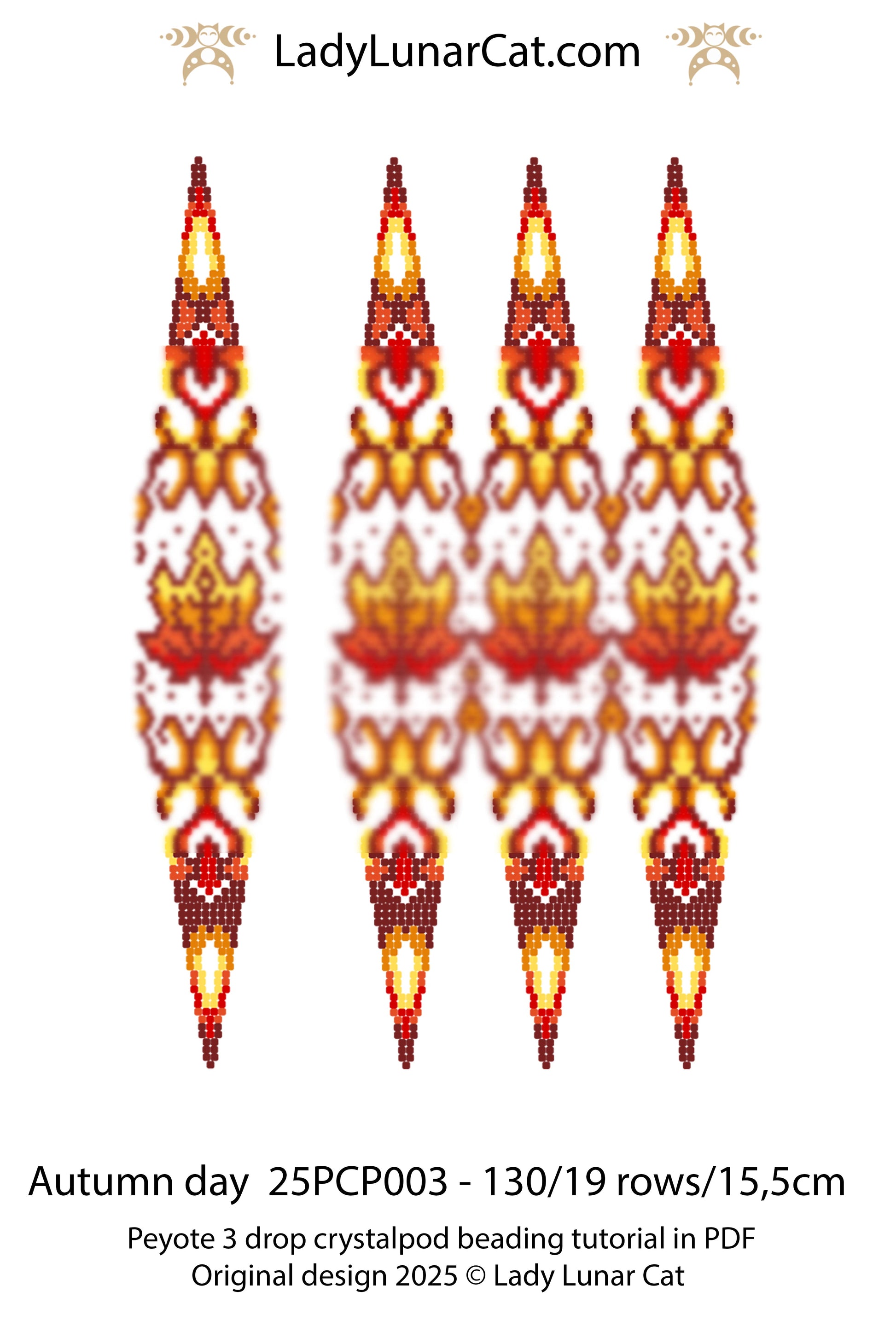 Autumn Peyote 3 drop pod Step-by-Step Beading Tutorial - DIY crystalpod pattern for beading LadyLunarCat