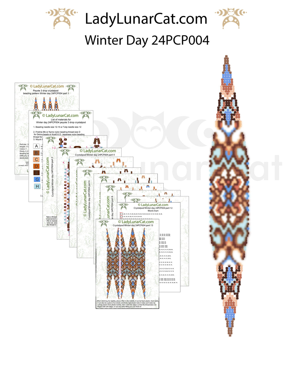 Peyote 3 drop pod Step-by-Step Beading Tutorial - DIY crystalpod pattern for beading (Copy) LadyLunarCat
