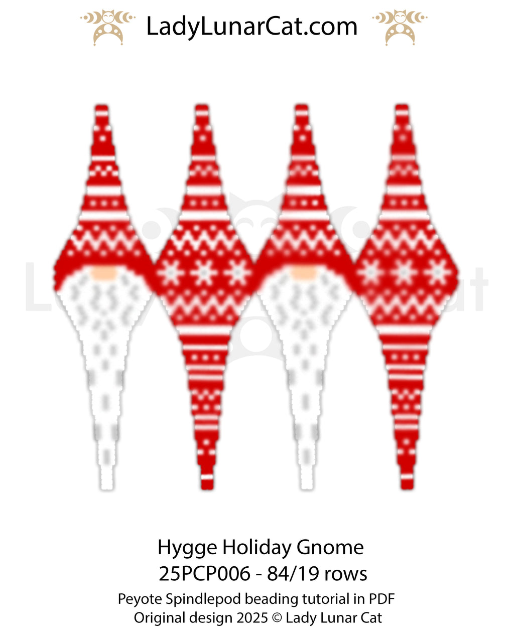 Hygge Holiday Gnome 3D Peyote Spindlepod Pattern | Scandi Santa Ornament | Quick DIY Christmas Gift LadyLunarCat