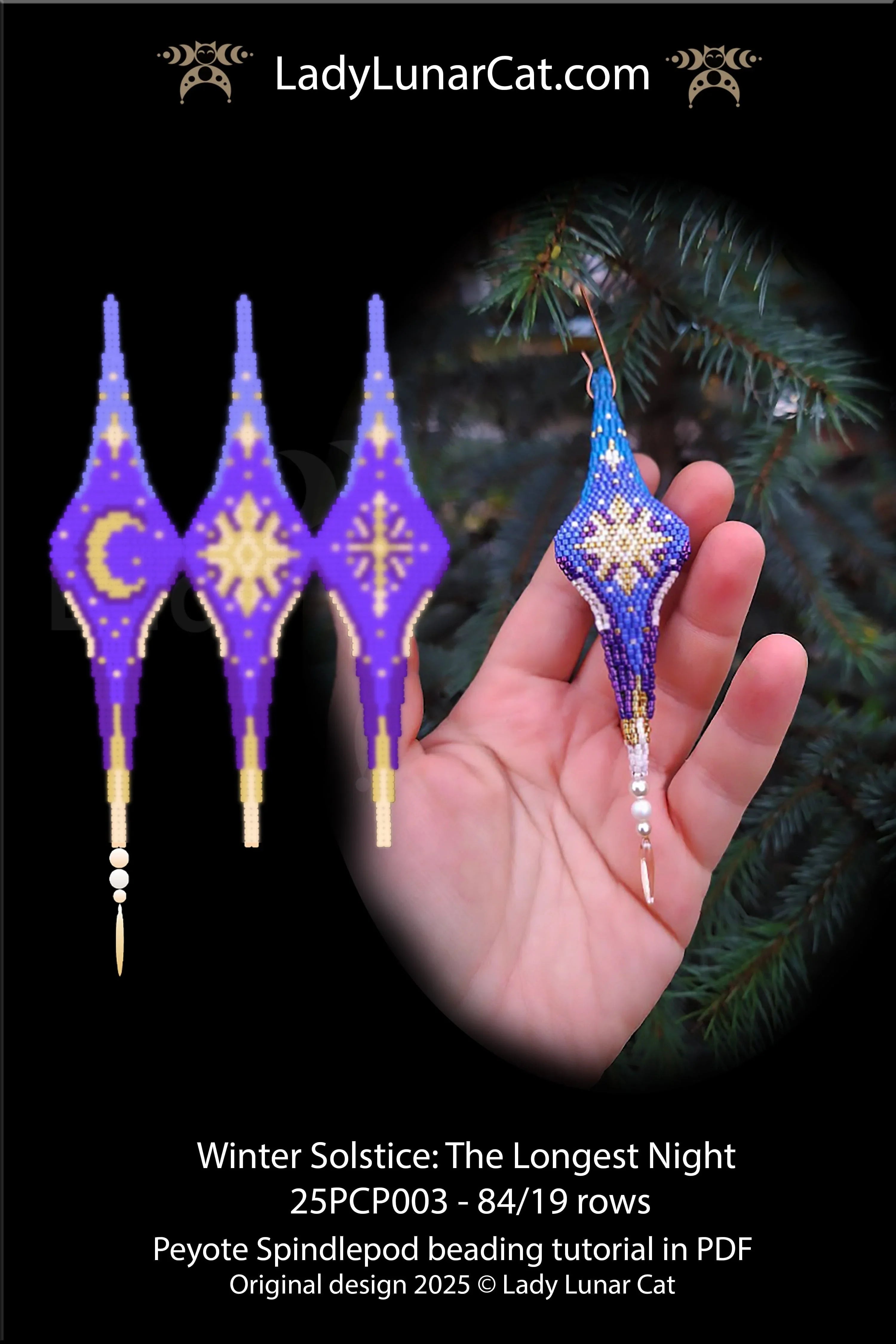 Autumn Peyote 3 drop pod Step-by-Step Beading Tutorial - DIY crystalpod pattern for beading (Copy) LadyLunarCat