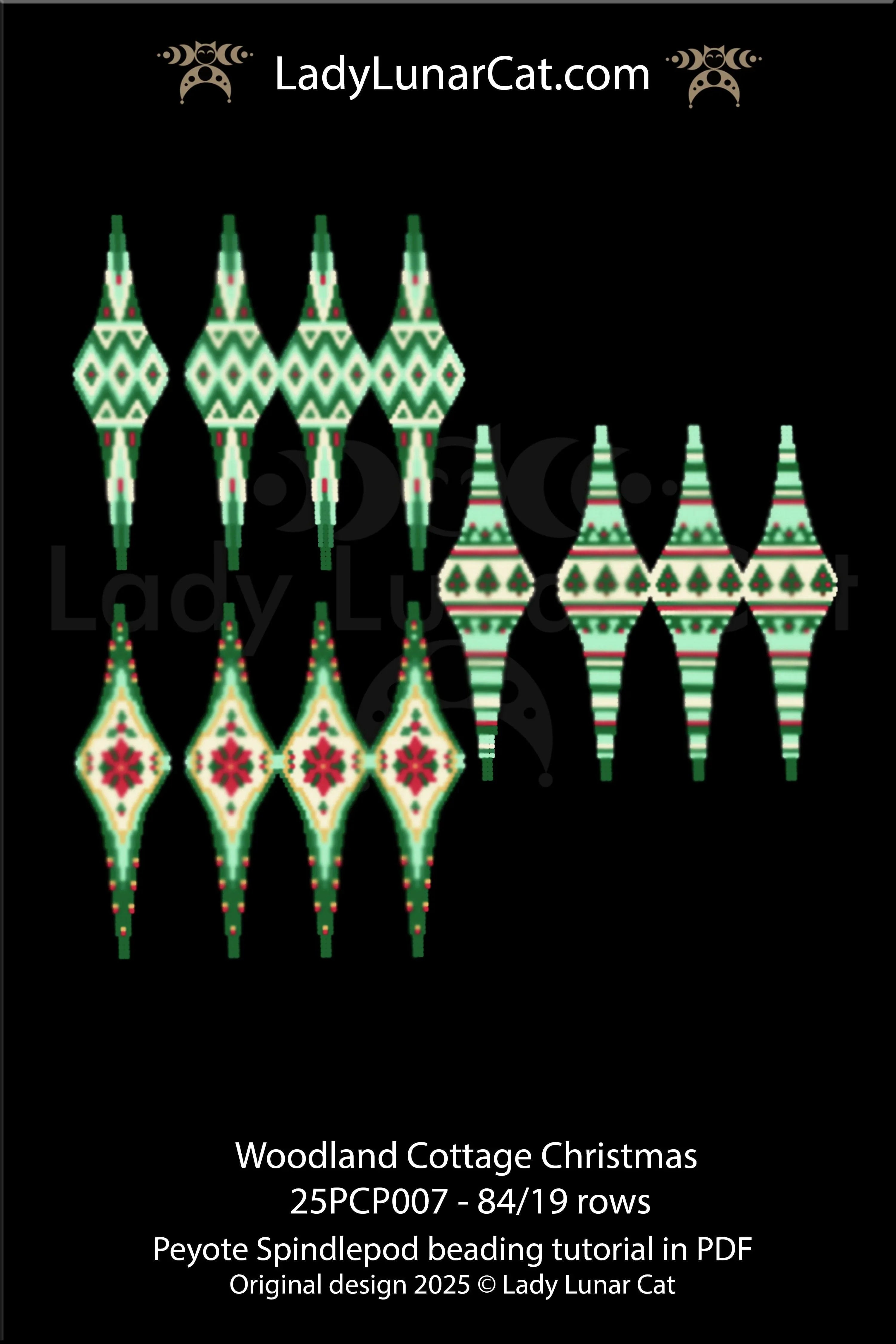 Woodland Cottage Christmas crystalpod - Folk Star poinsettia Nordic sweater designs LadyLunarCat