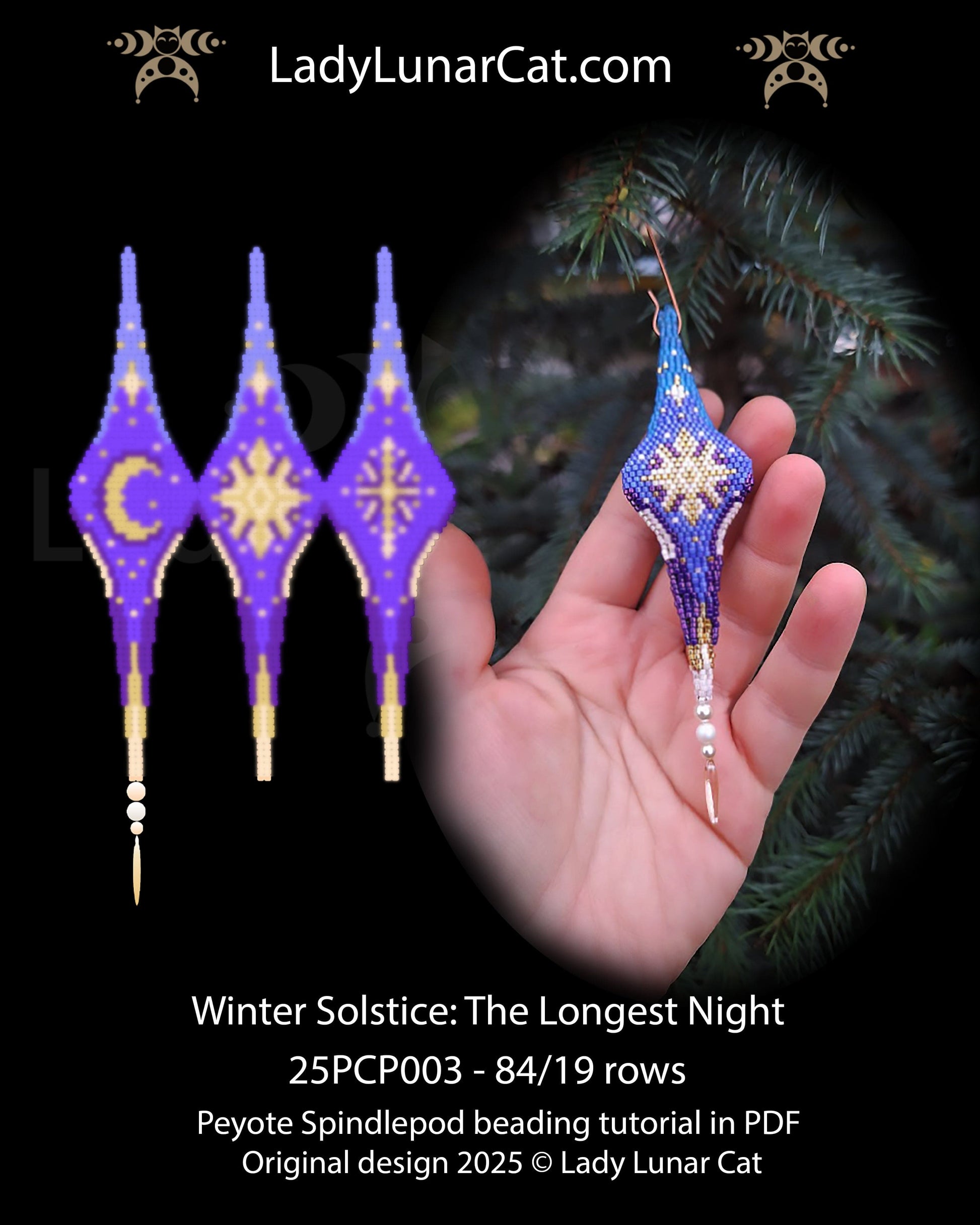 Autumn Peyote 3 drop pod Step-by-Step Beading Tutorial - DIY crystalpod pattern for beading (Copy) LadyLunarCat