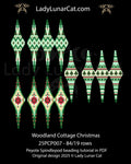 Woodland Cottage Christmas spindlepod trio - 3D peyote pod ornament set Nordic design LadyLunarCat