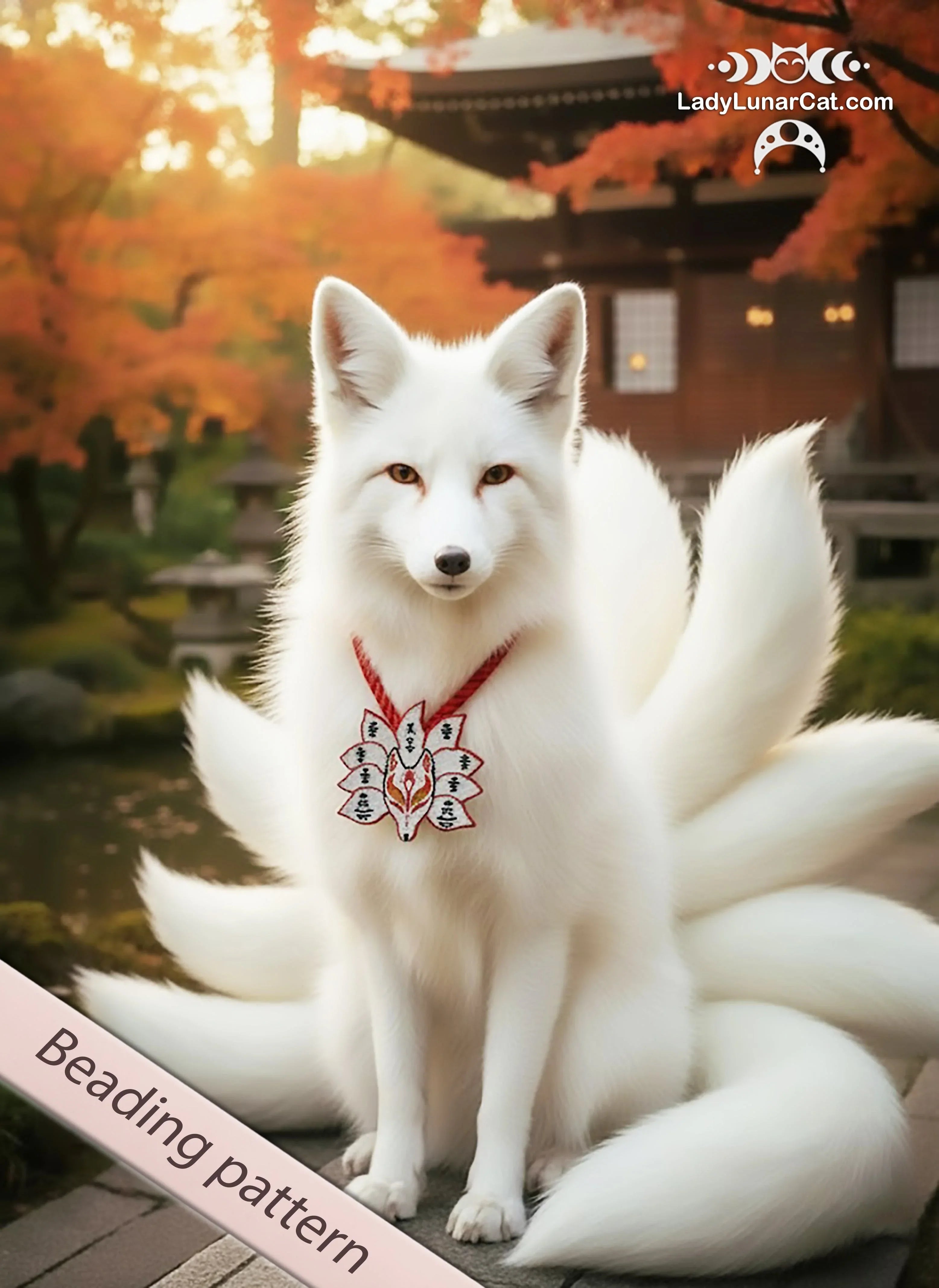 Kitsune beaded fox colorway 1 - mystical nine-tailed fox Miyuki Delica LadyLunarCat