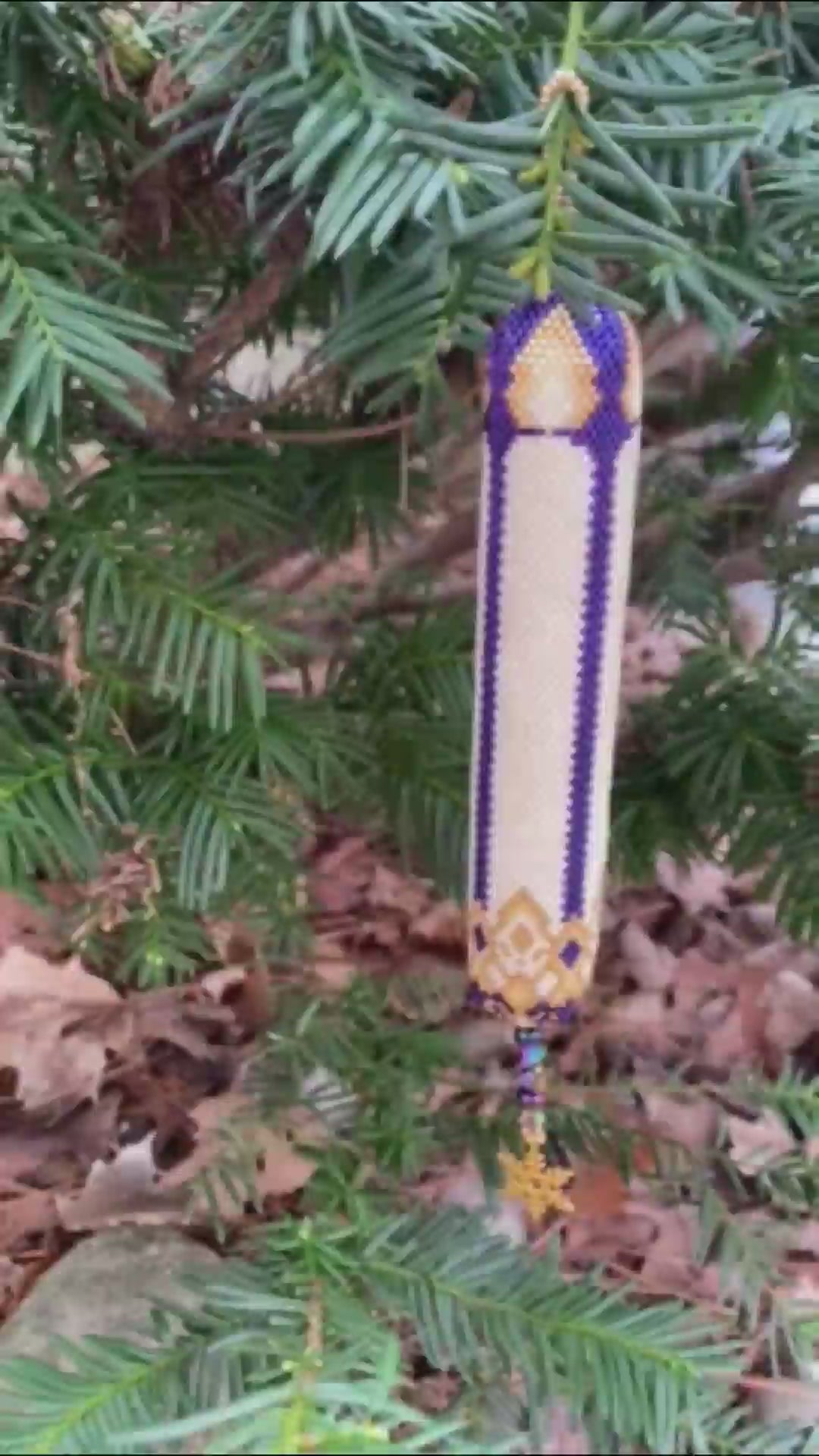 Christmas Tree Candles beaded ornament on tree - christmas decoration PDF LadyLunarCat