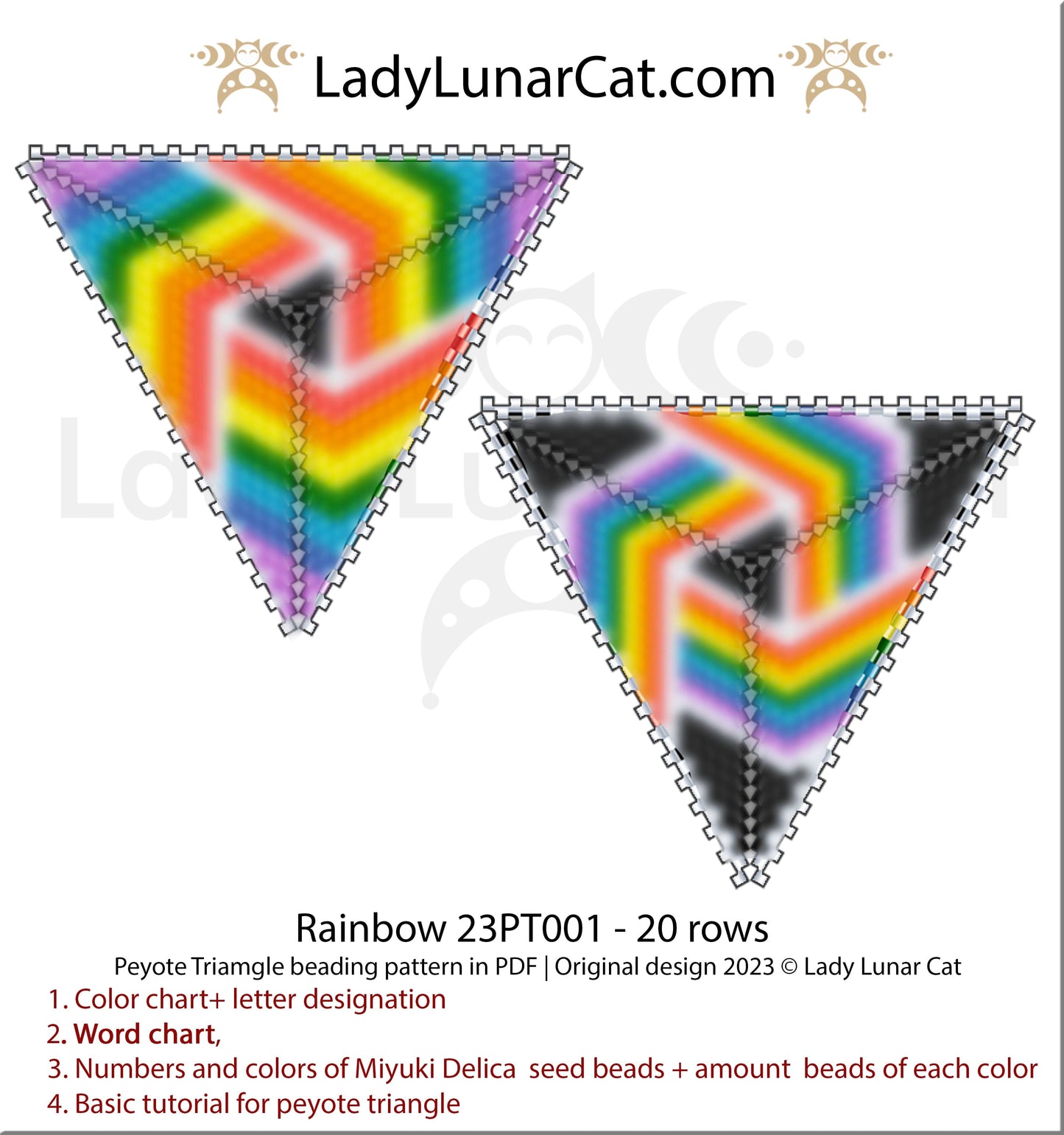 Copy of Peyote triangle pattern for beading Spring Roses 17PT005 LadyLunarCat