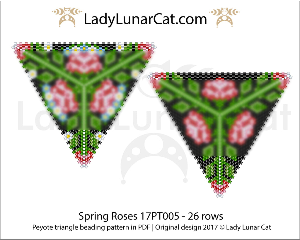 Copy of Peyote triangle pattern for beading Roses 16PT002 LadyLunarCat